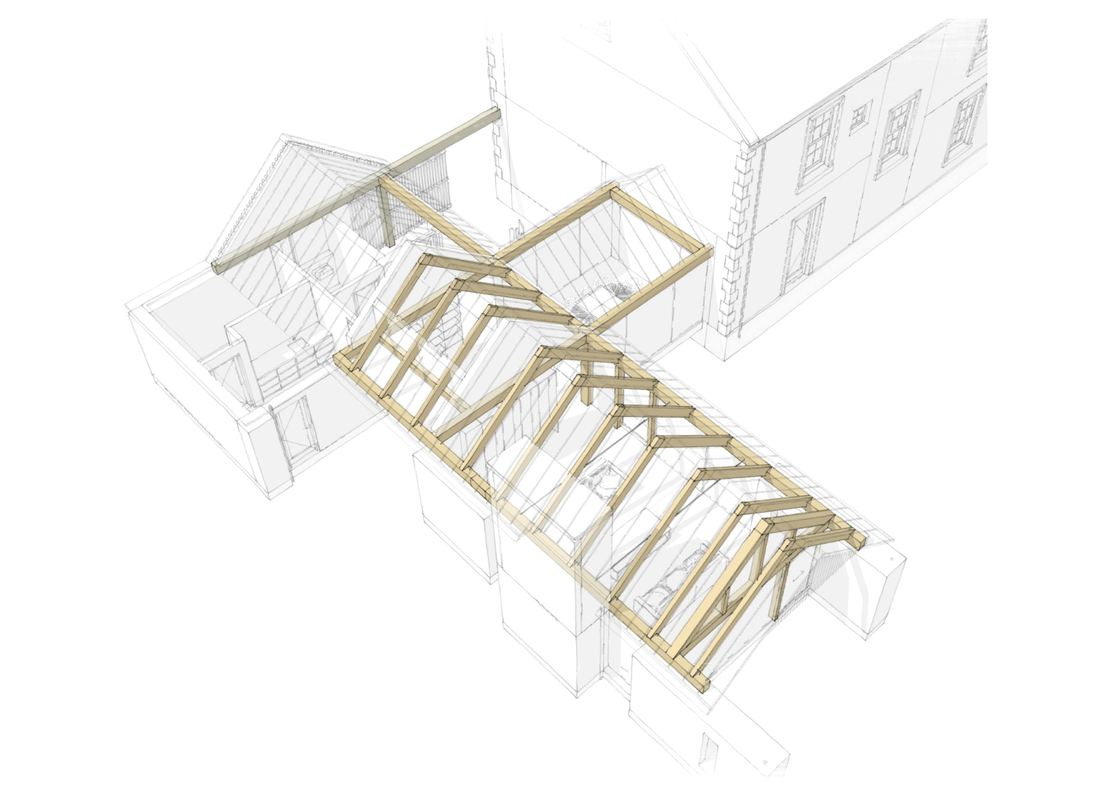 Renton_Hall_frame_sketch_trusses_building