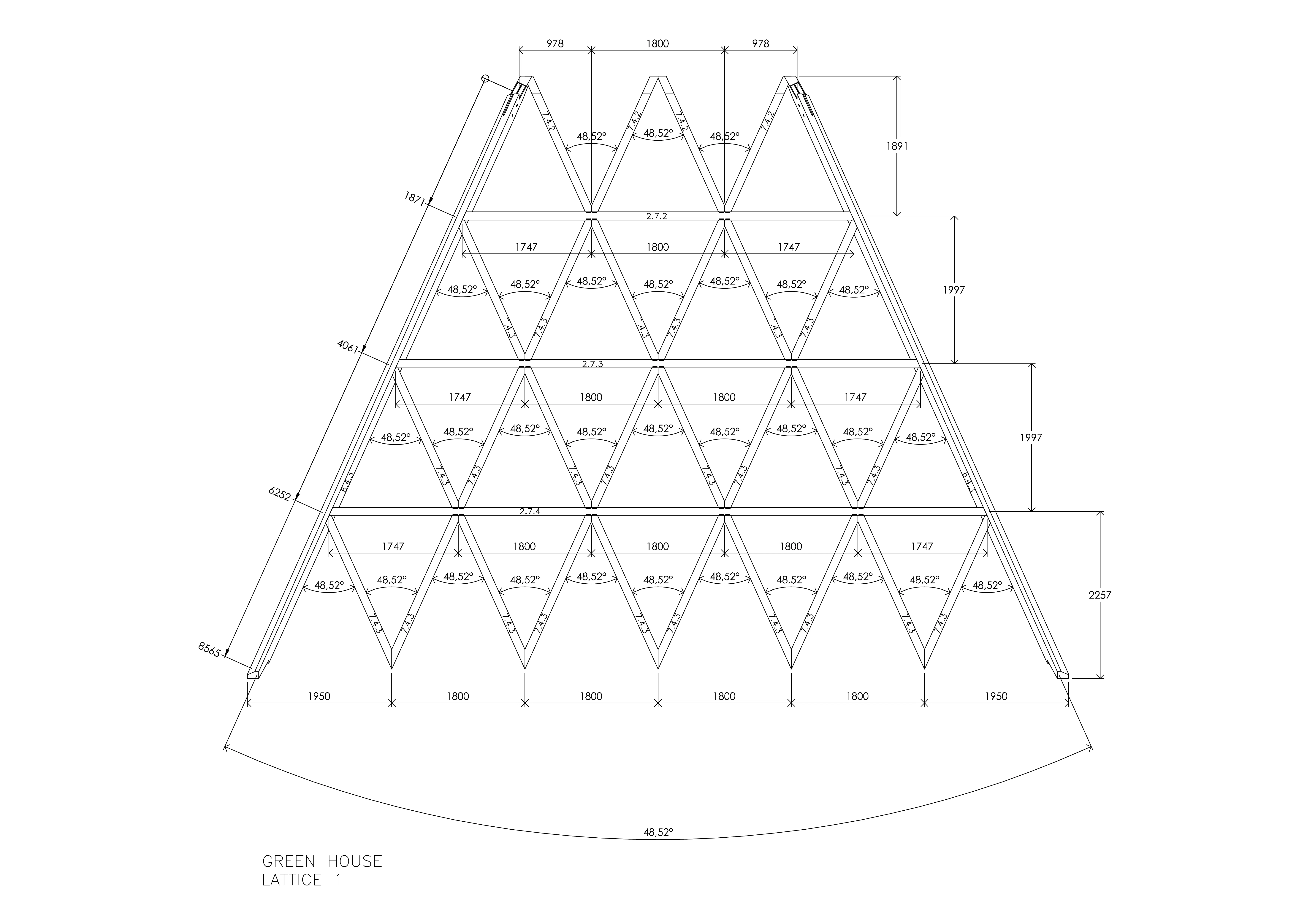 A computer generated design of a geometric timber structure, showing the geometry