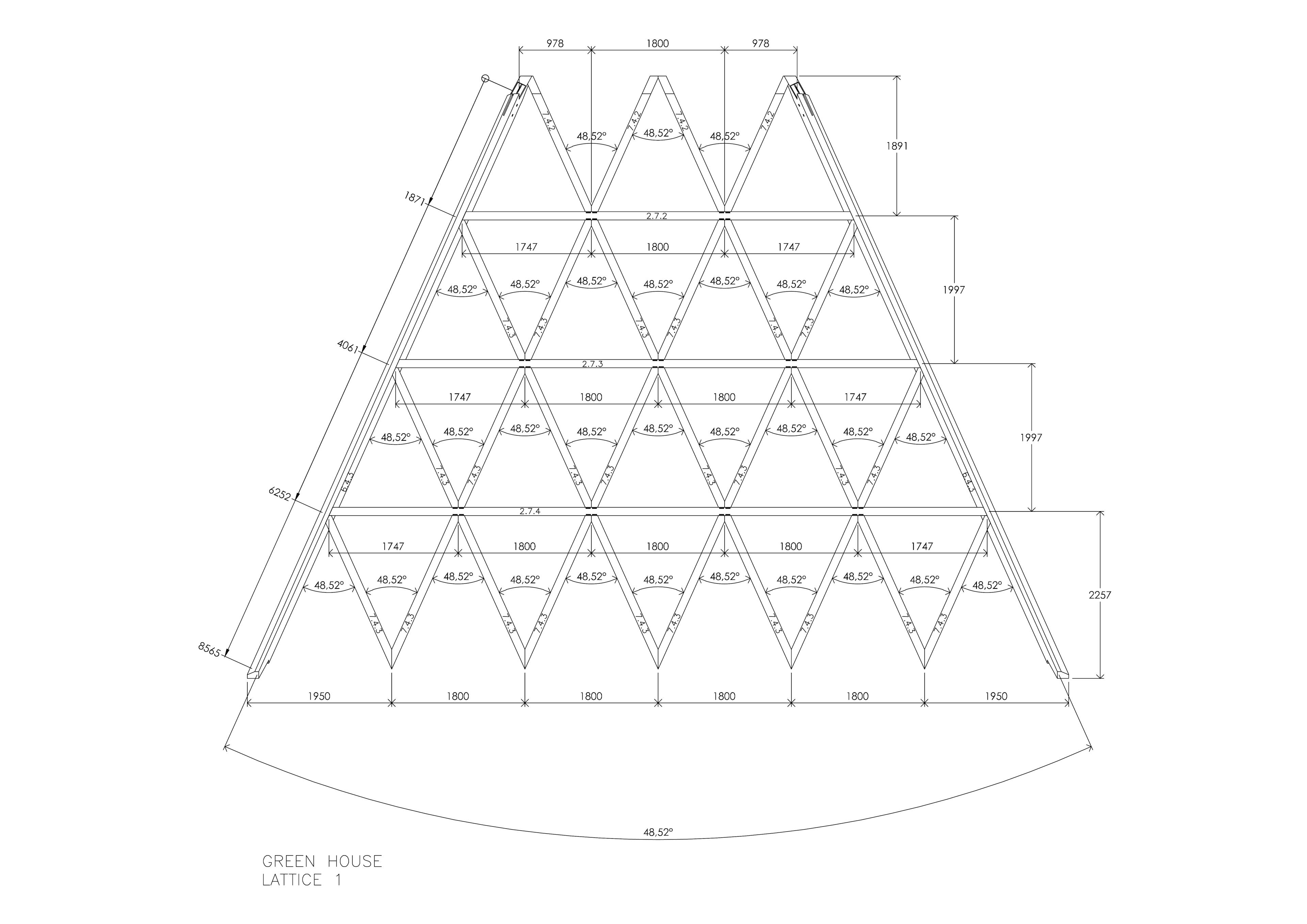 A computer generated design of a geometric timber structure, showing the geometry