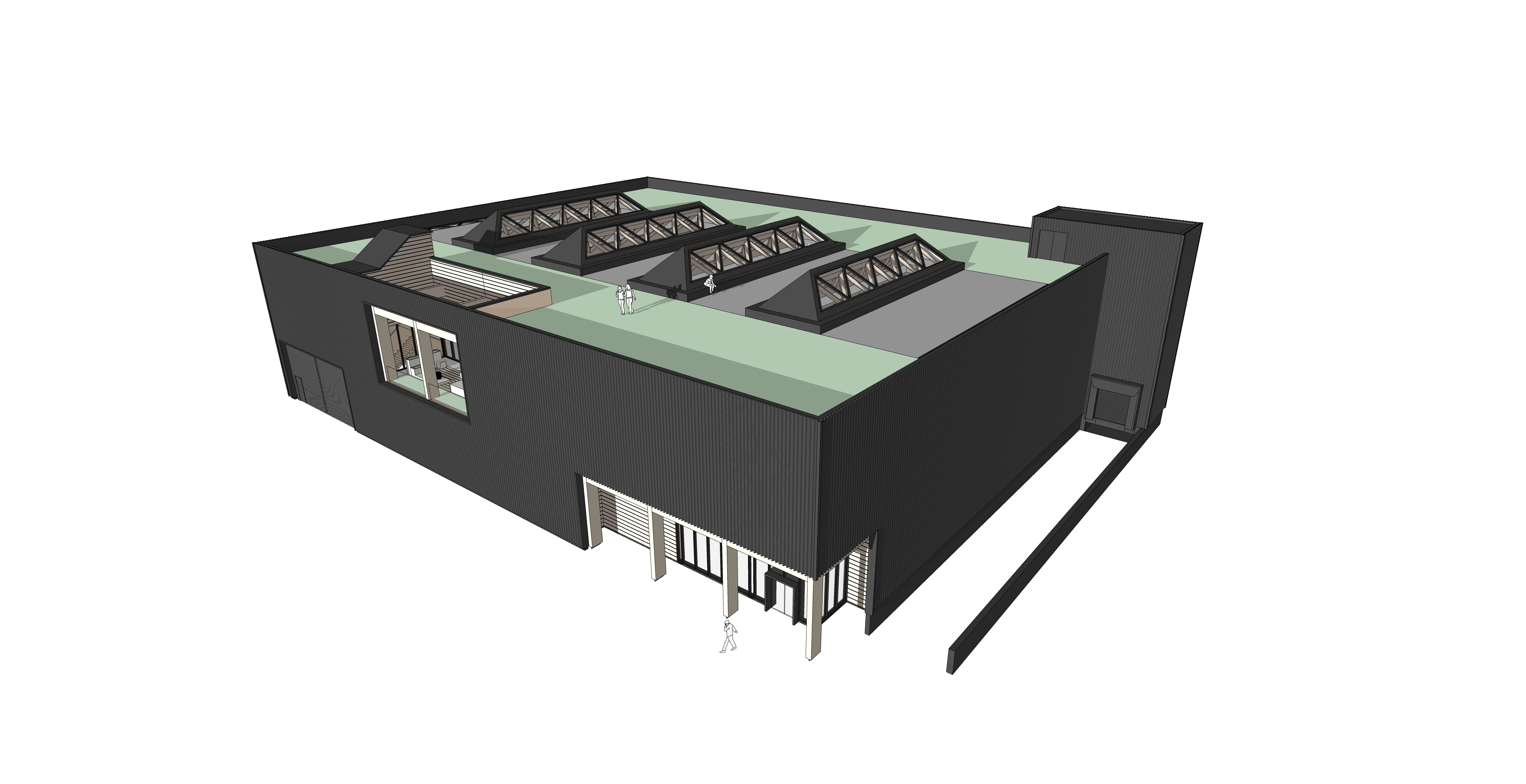 Computer generated concept images of a glulam and CLT industrial facility