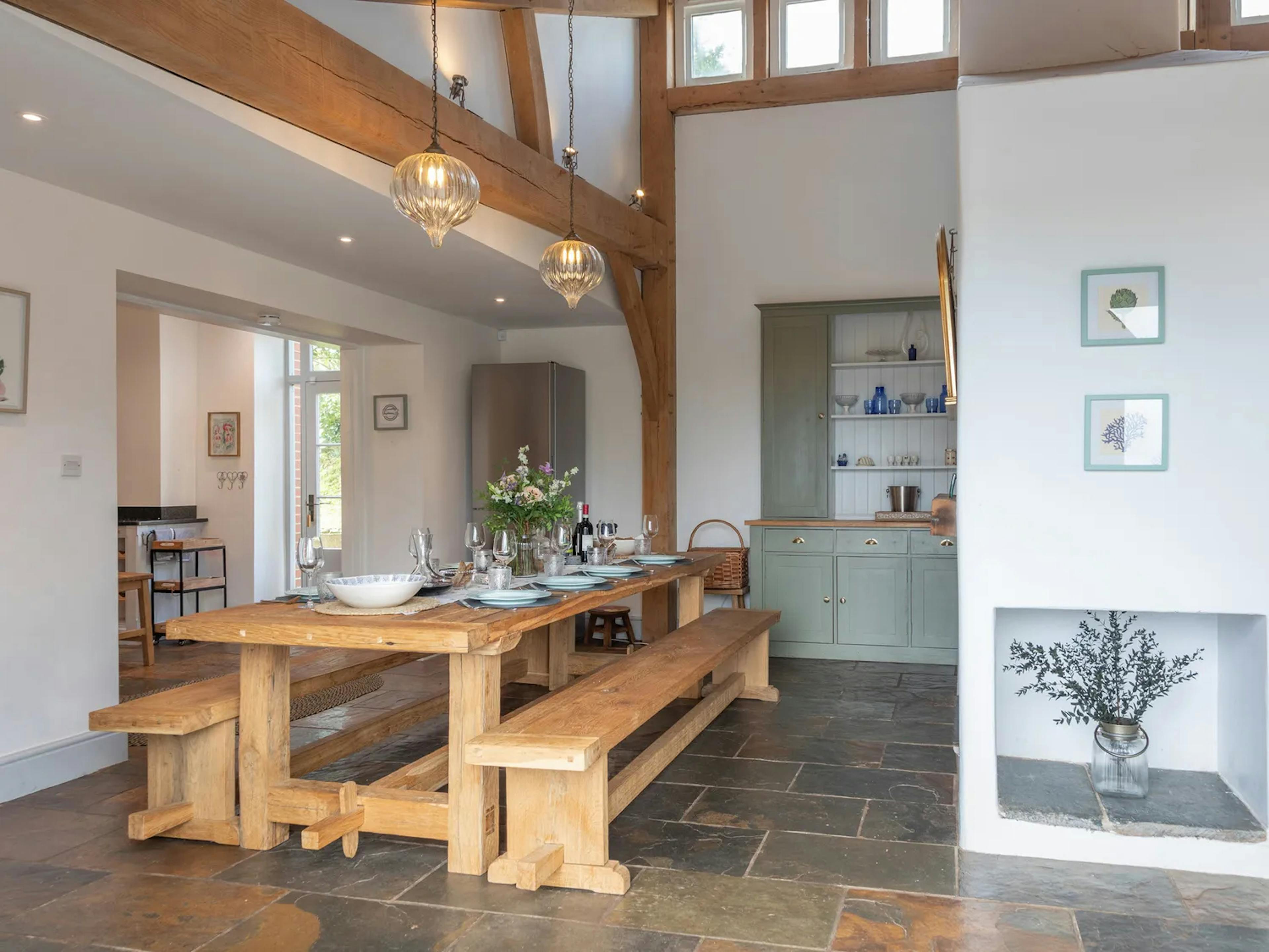 An oak framed extension with dining area