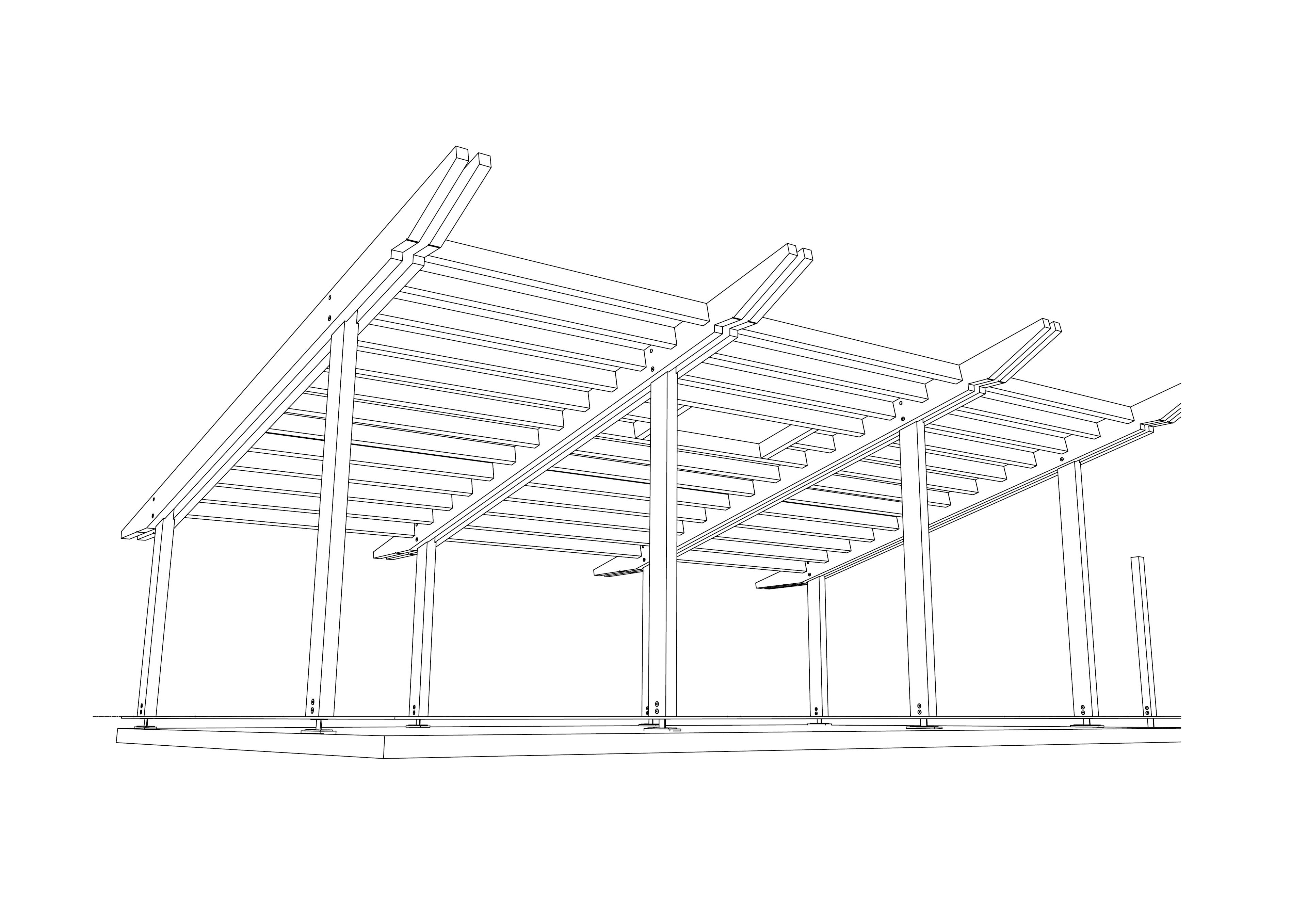 Sketch of a glulam structure frame, front elevation view