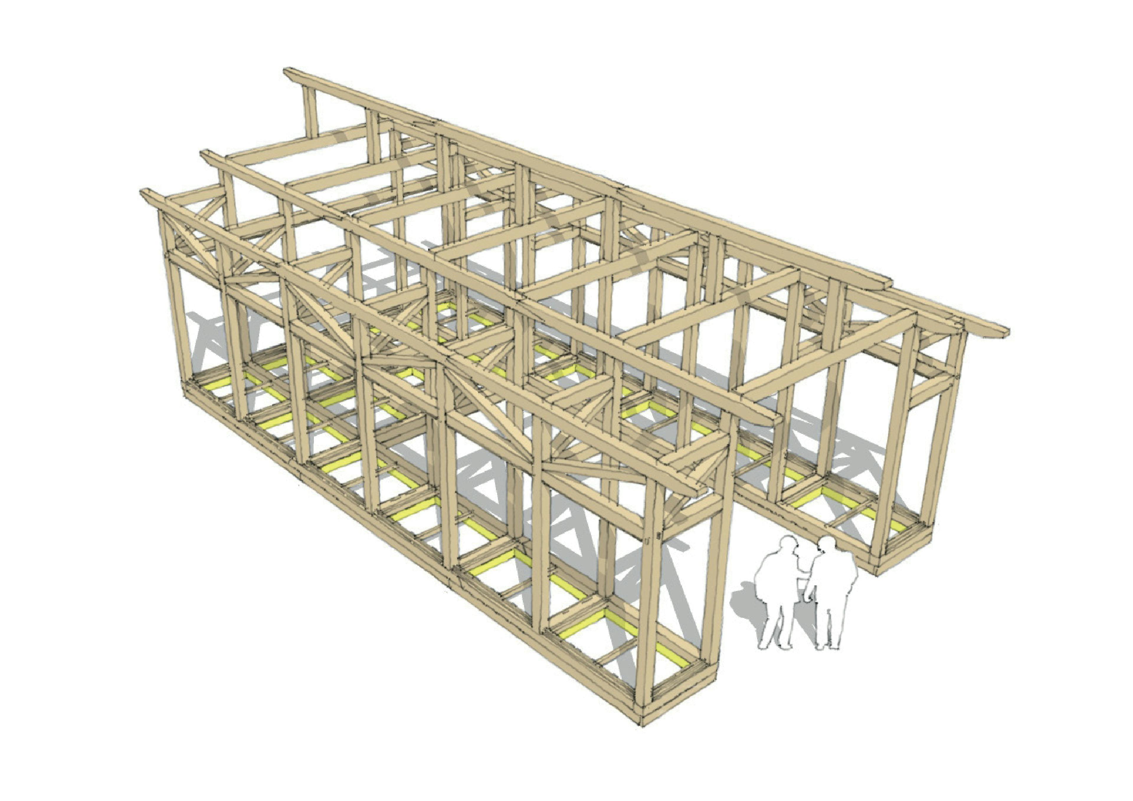 Internal frame of a Japanese boathouse