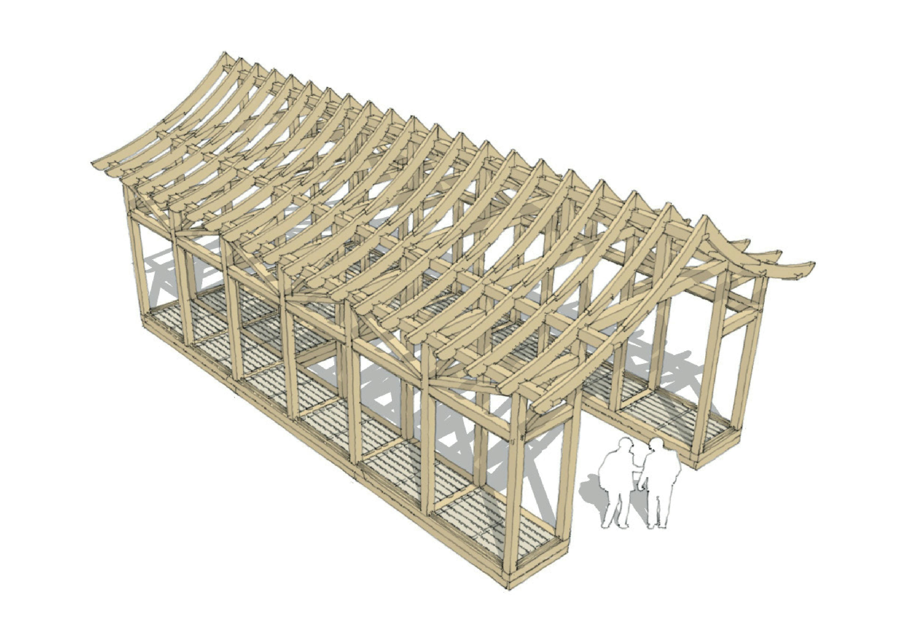 Sketch of a Japanese boathouse frame