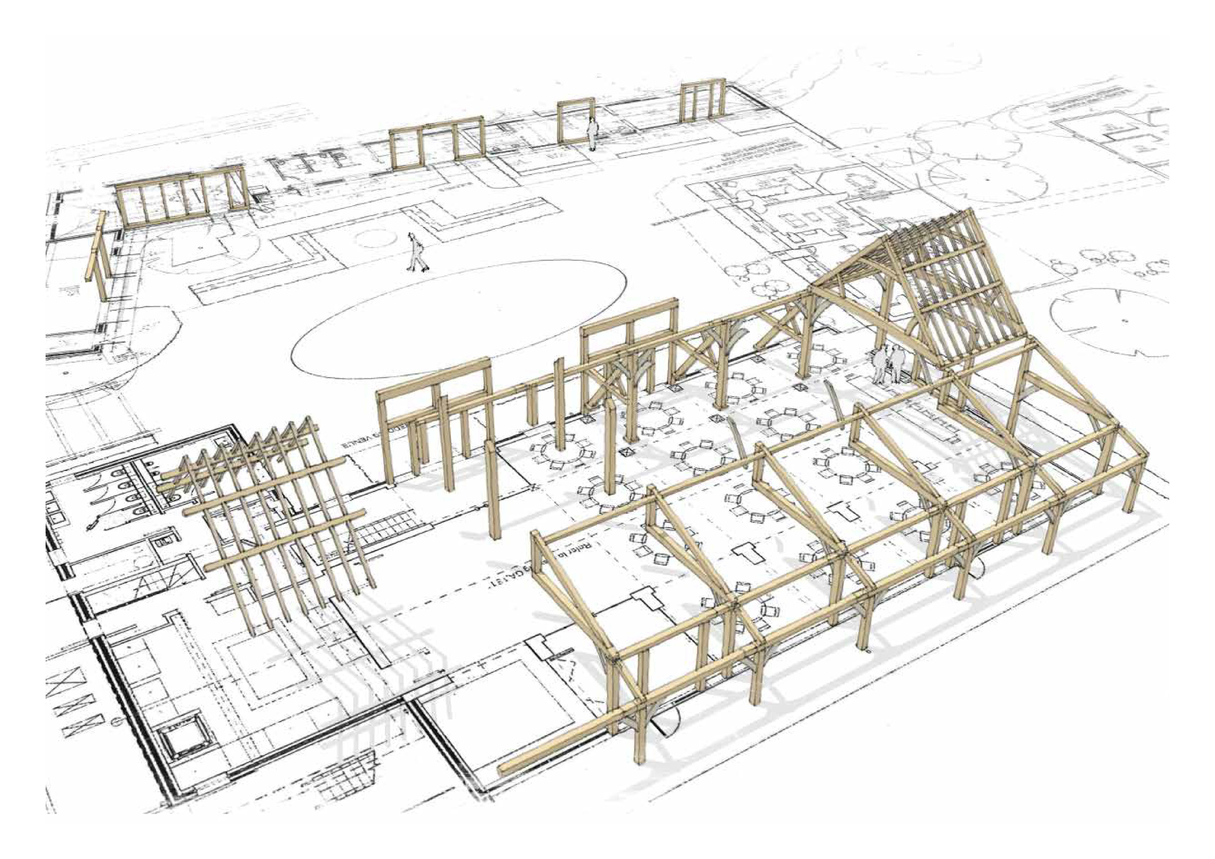 Illustrated sketch of Rackley's Farm Wedding Barn, showcasing its rustic charm and elegant frame design