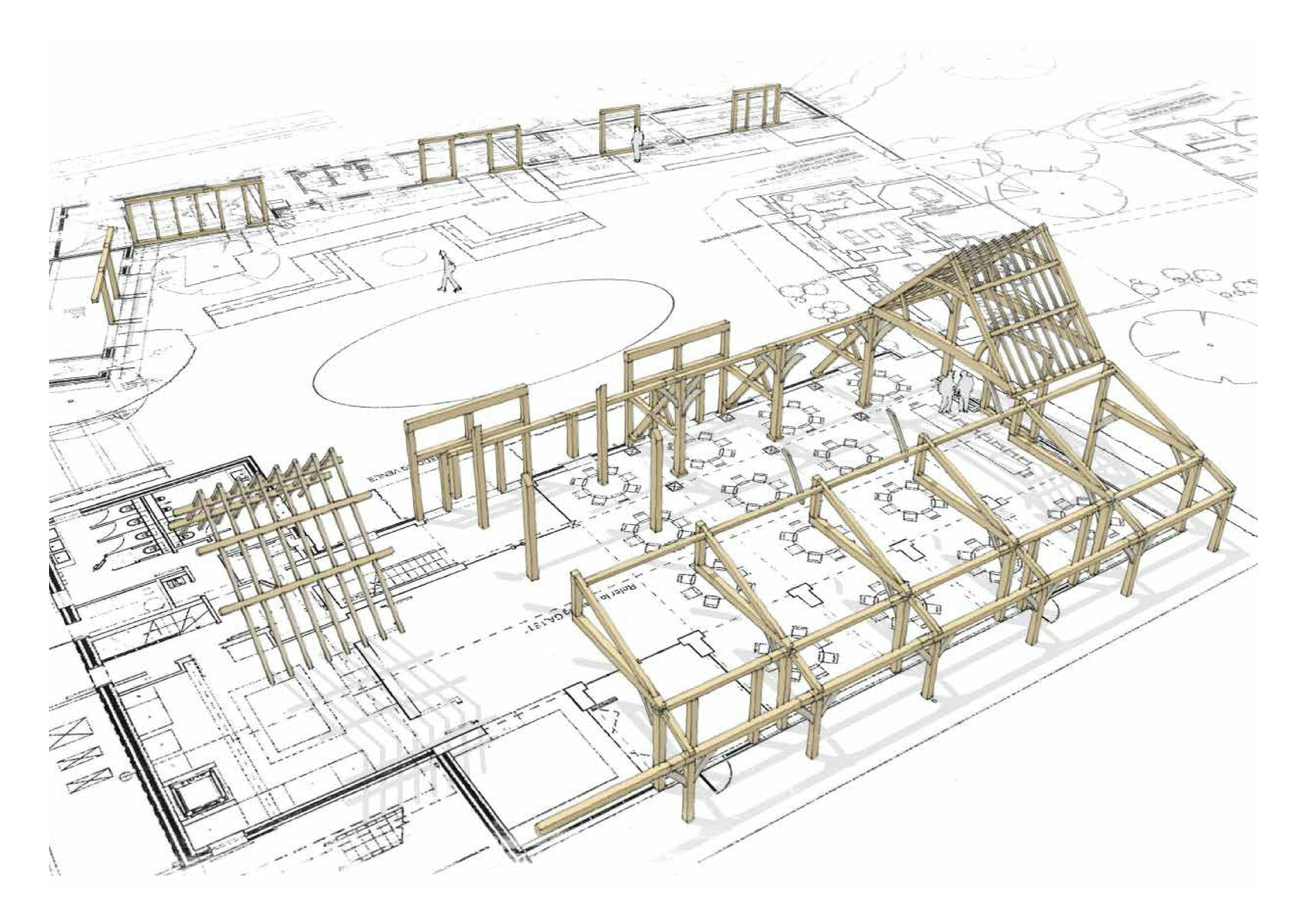 Illustrated sketch of Rackley's Farm Wedding Barn, showcasing its rustic charm and elegant frame design