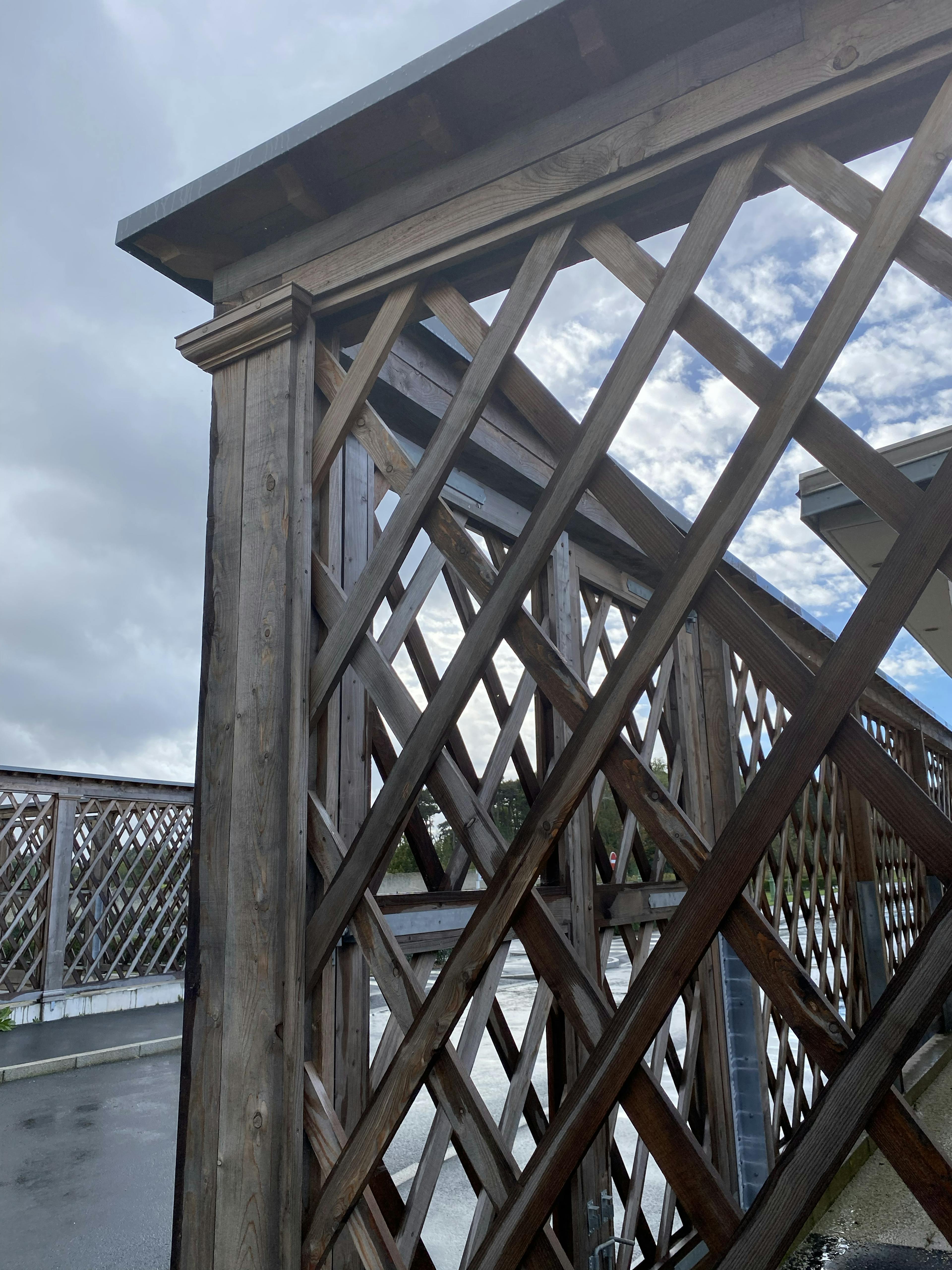 A larch trellis at the British Normandy Memorial