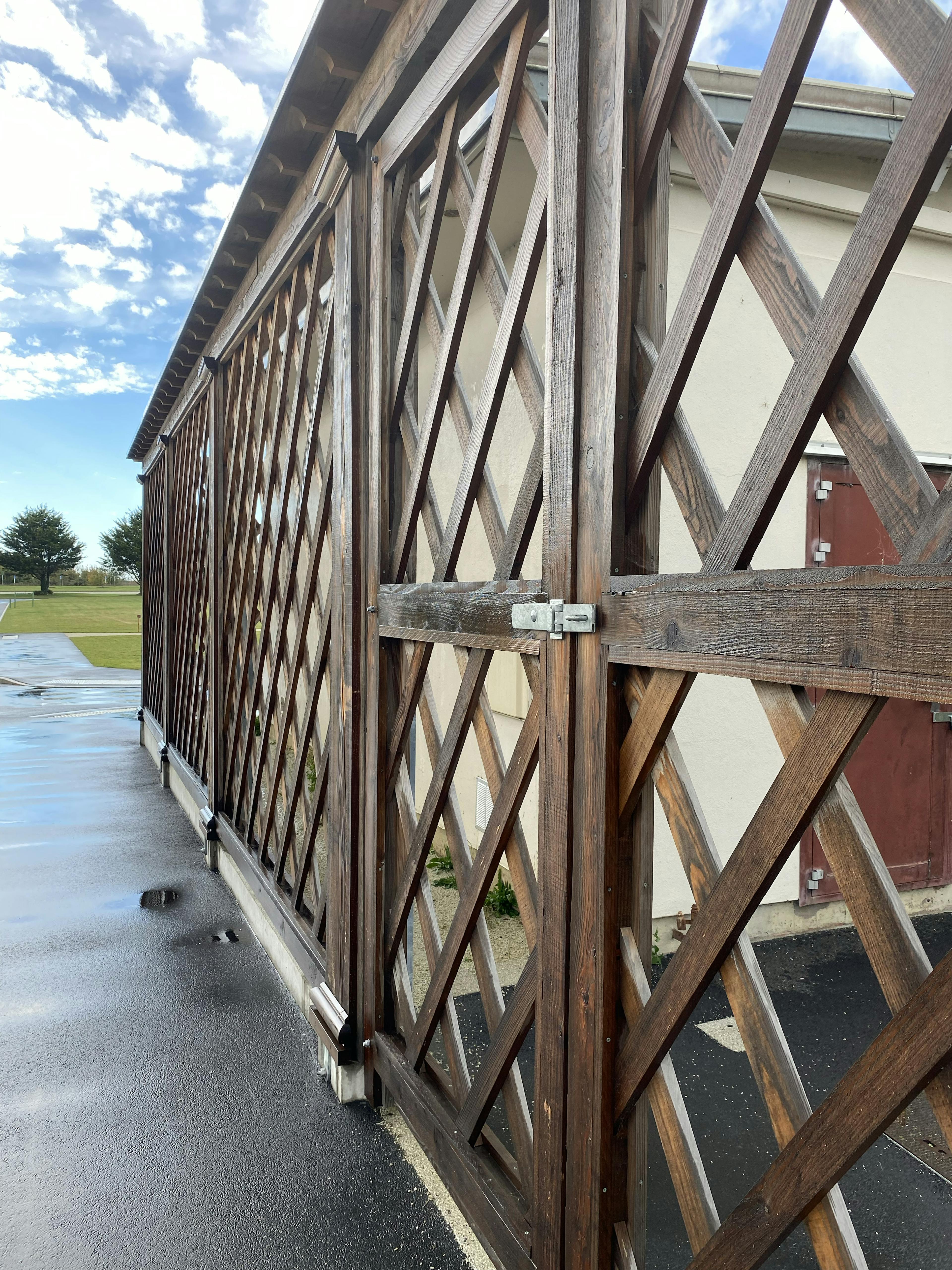 A larch trellis at the British Normandy Memorial