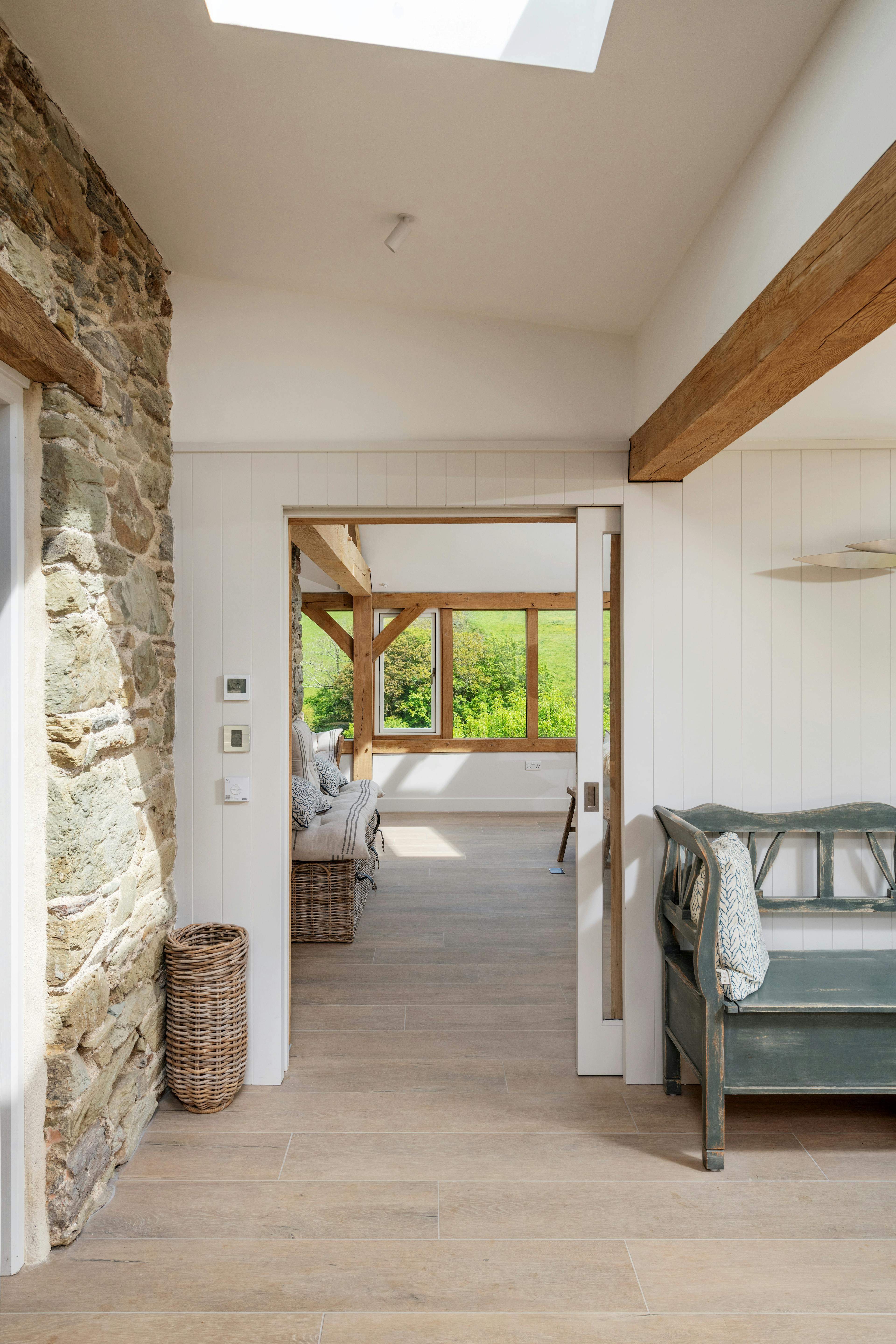 An oak framed entrance area