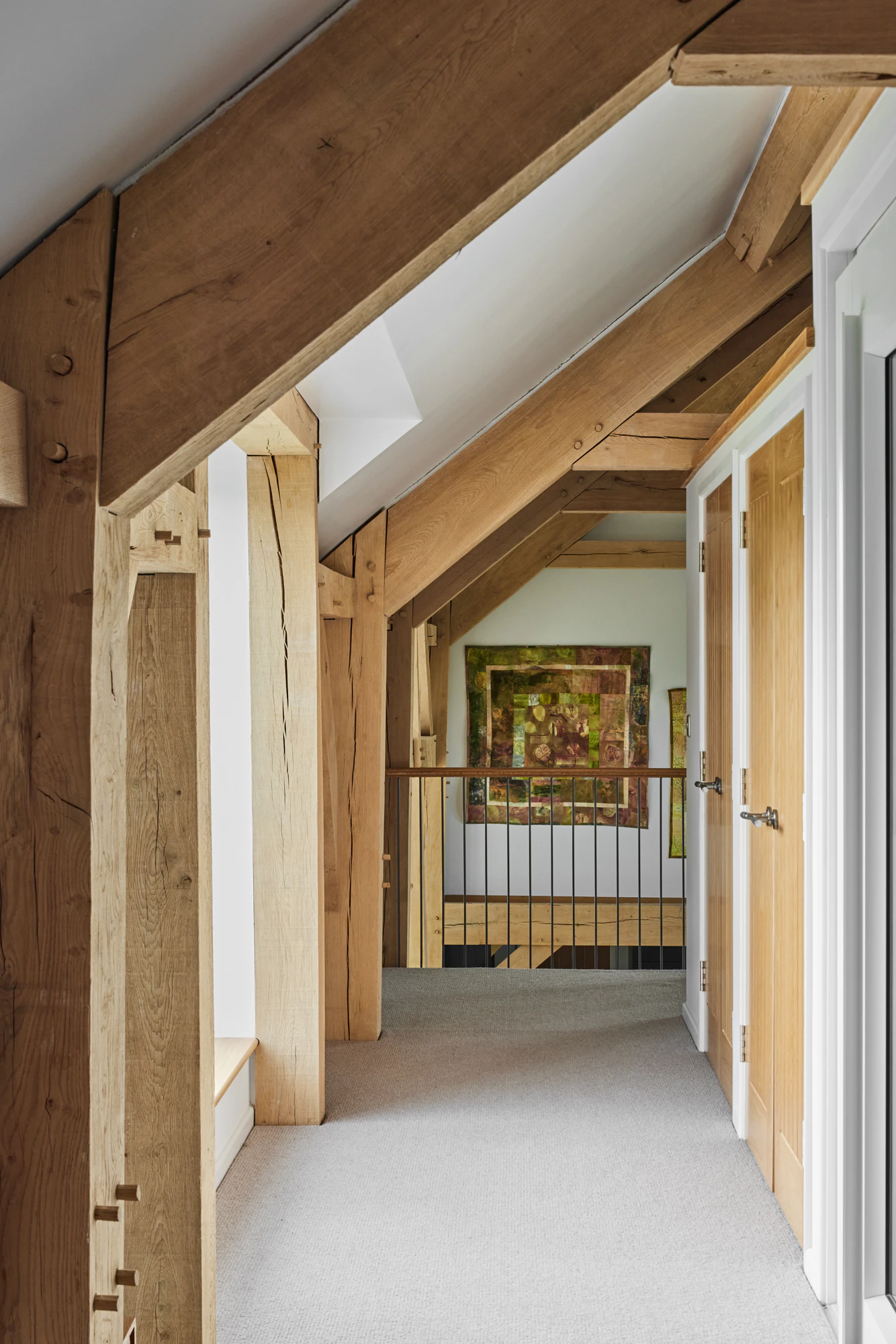 An oak framed upstairs corridor