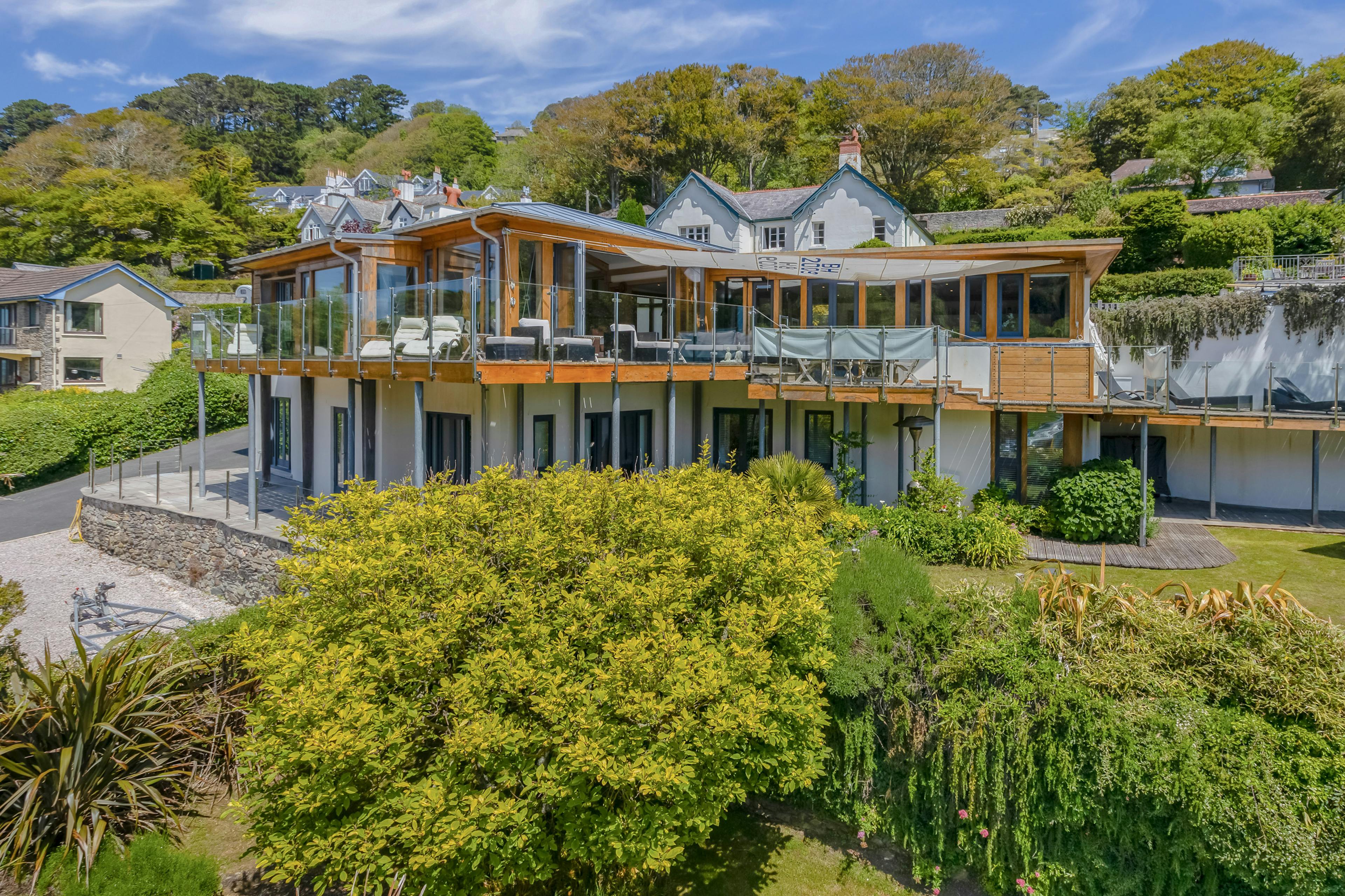 Exterior of modern timber framed house