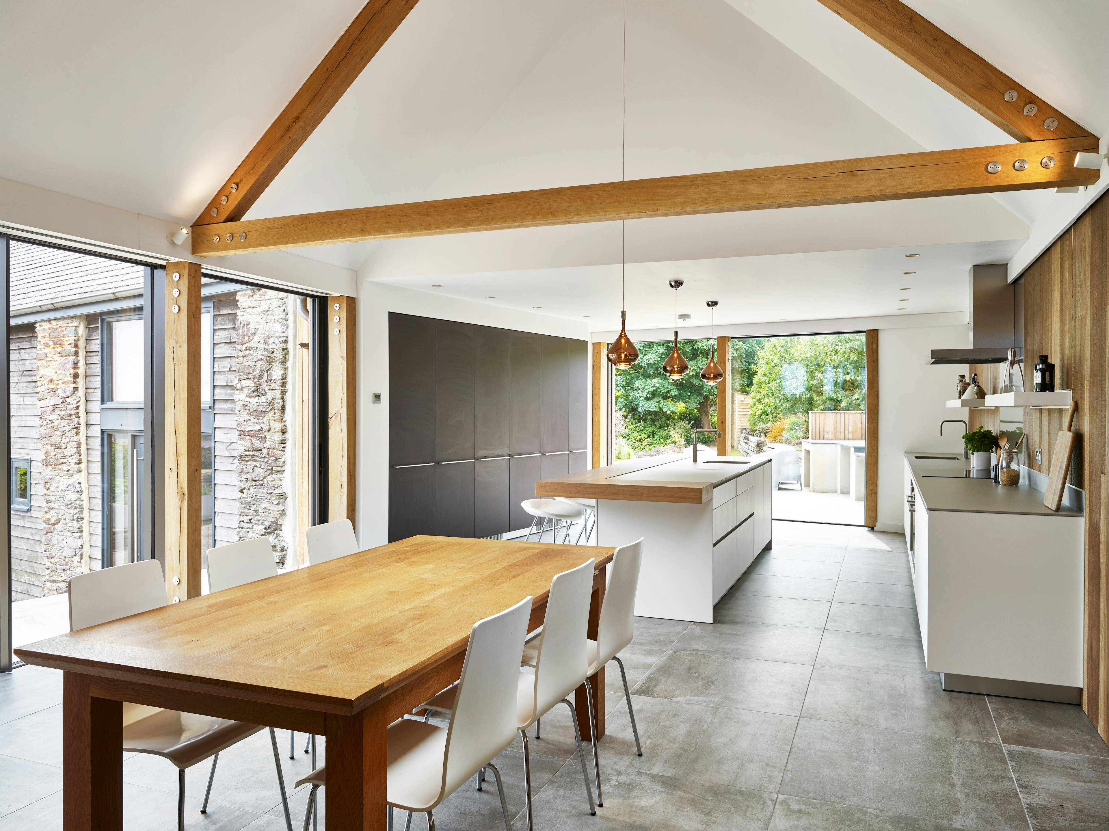 Modern kitchen and dining room extension with an oak frame