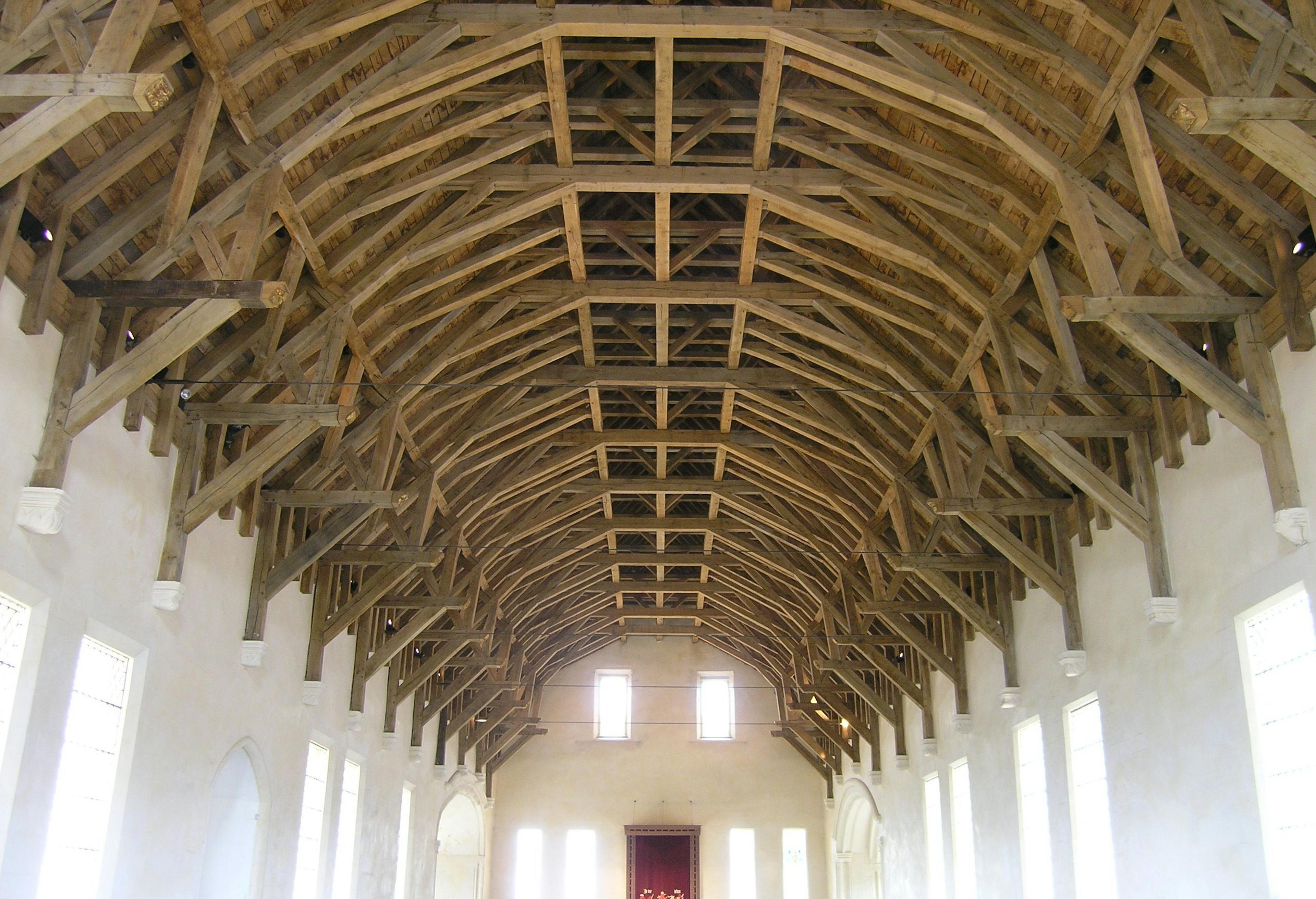The roof of the Great Hall at Stirling Castle with huge oak trusses