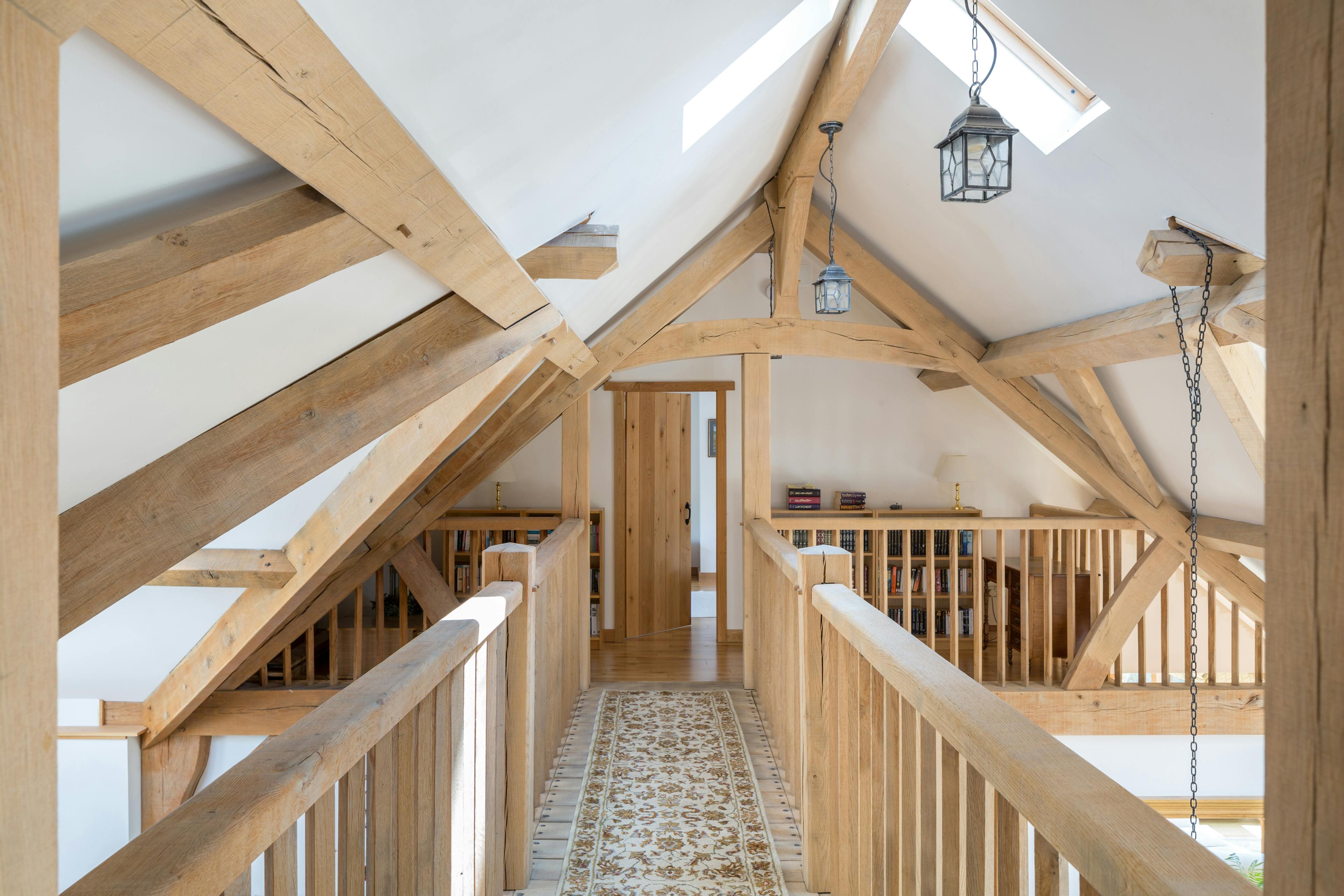 Oak framed home with a linking bridge