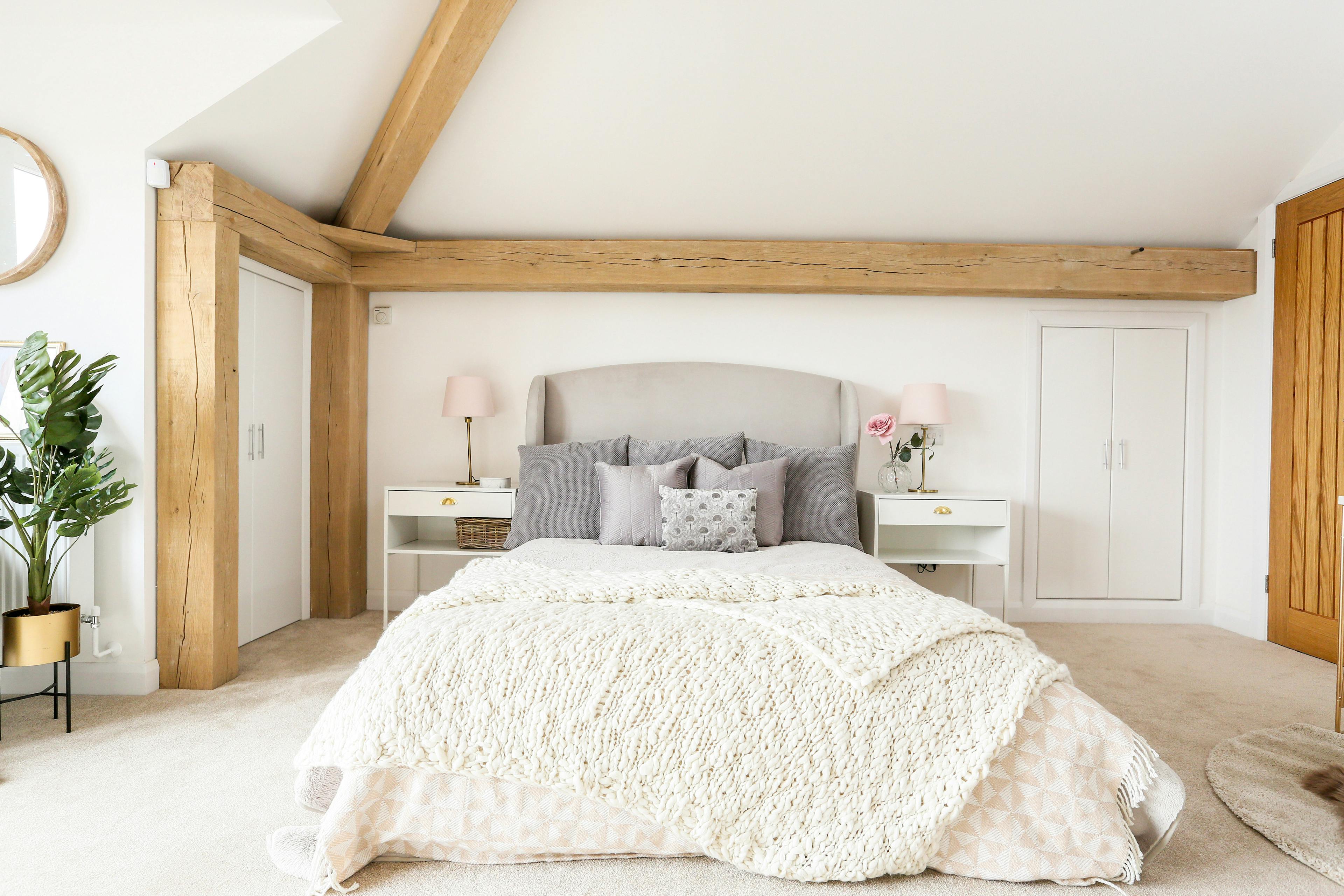 A light and modern oak framed bedroom