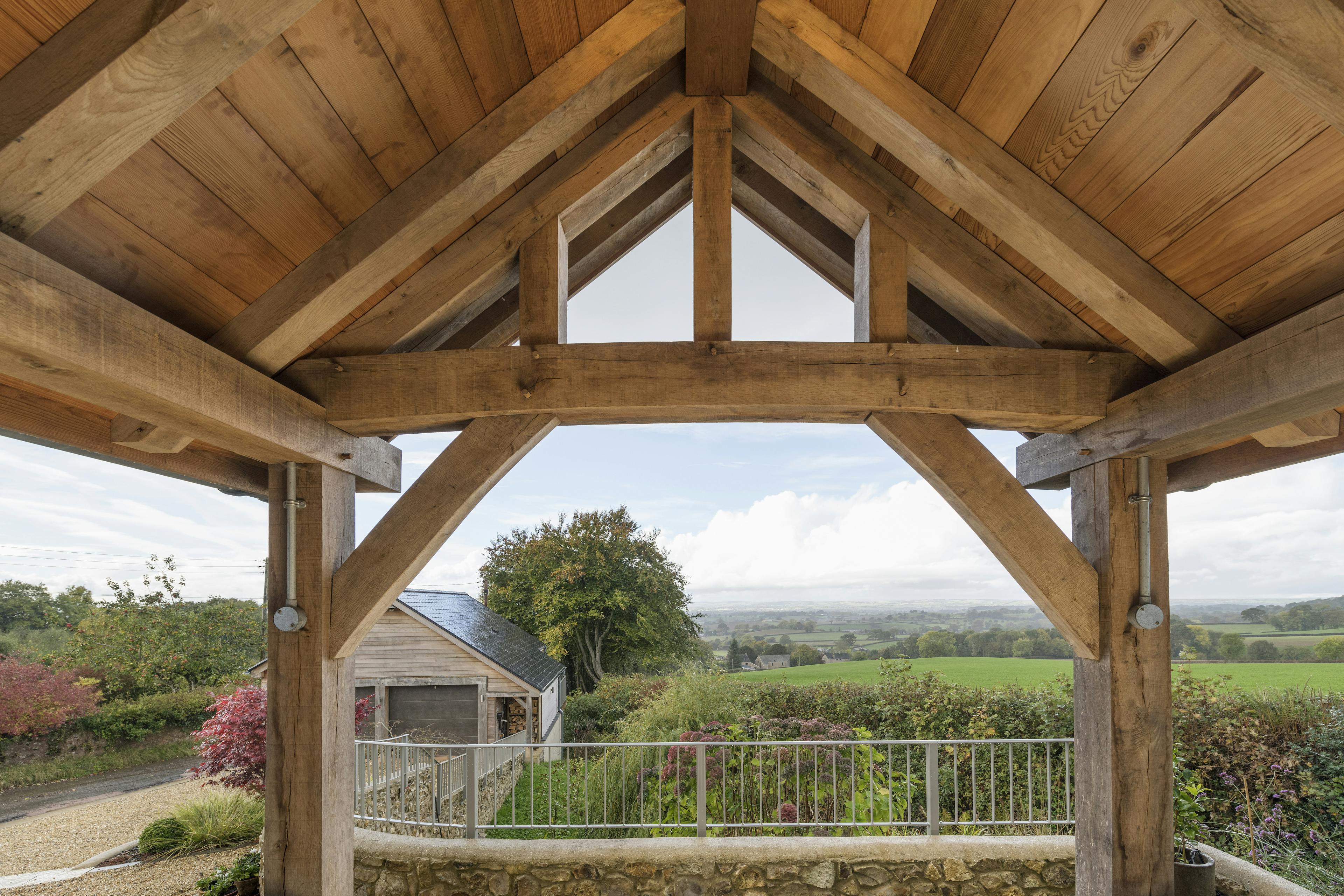 An oak framed porch