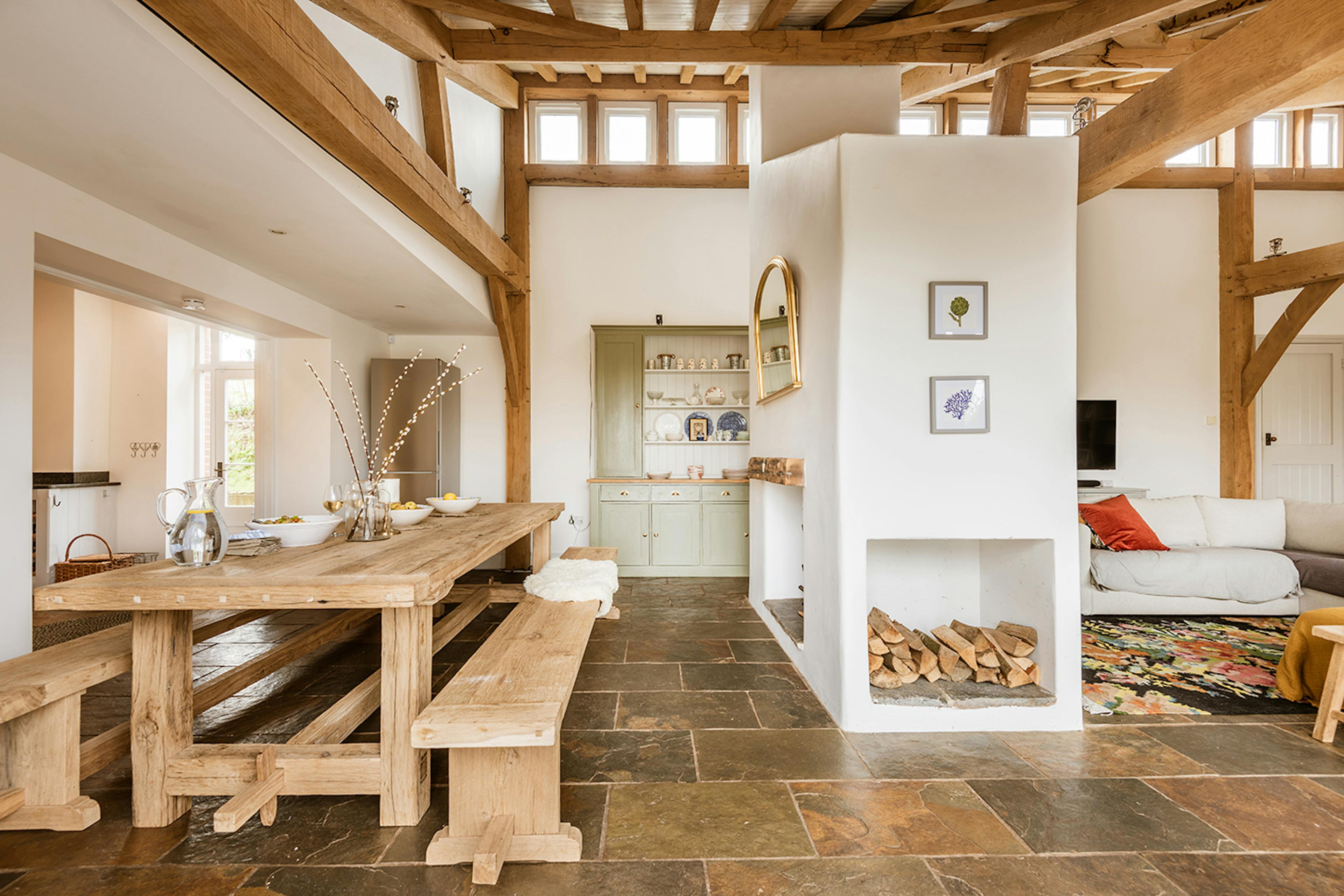 An oak framed extension with dining area