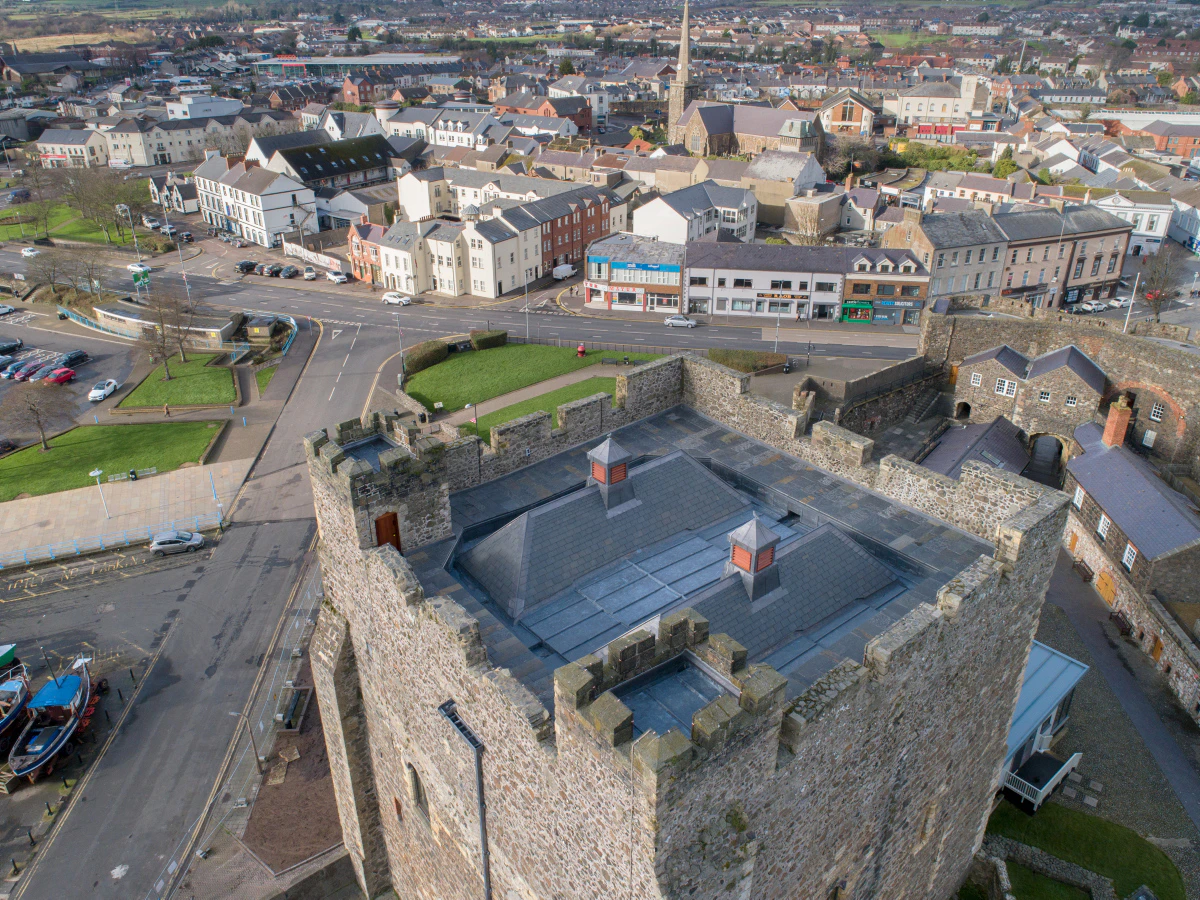The top of a tower of a 12th century castle
