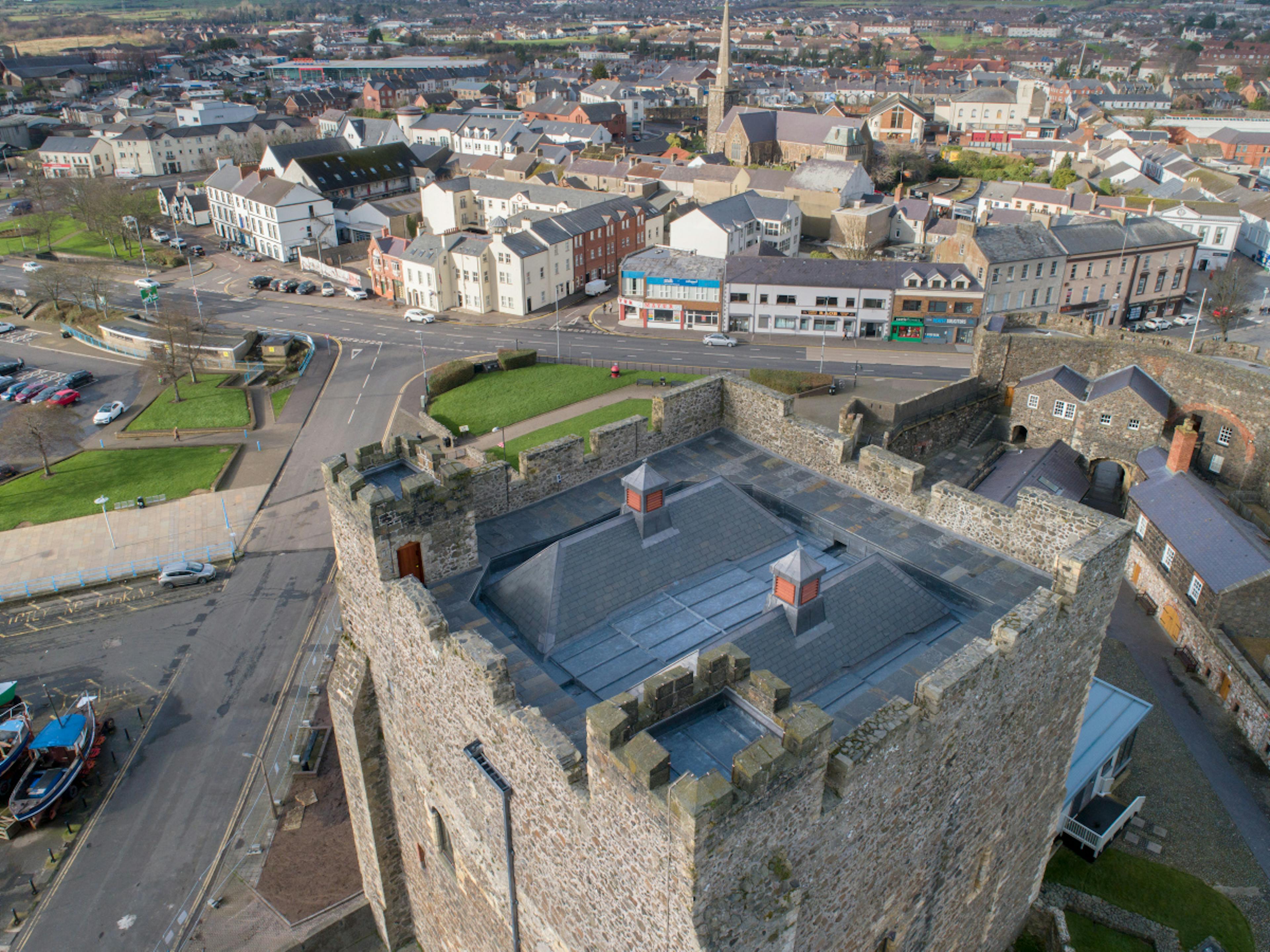 The top of a tower of a 12th century castle
