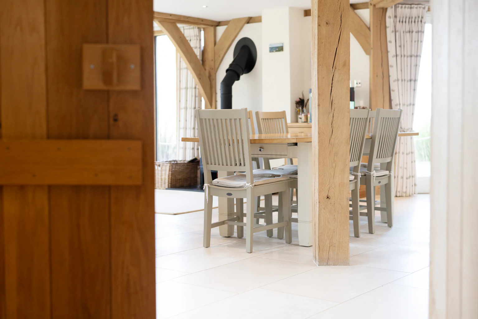 An oak framed dining area