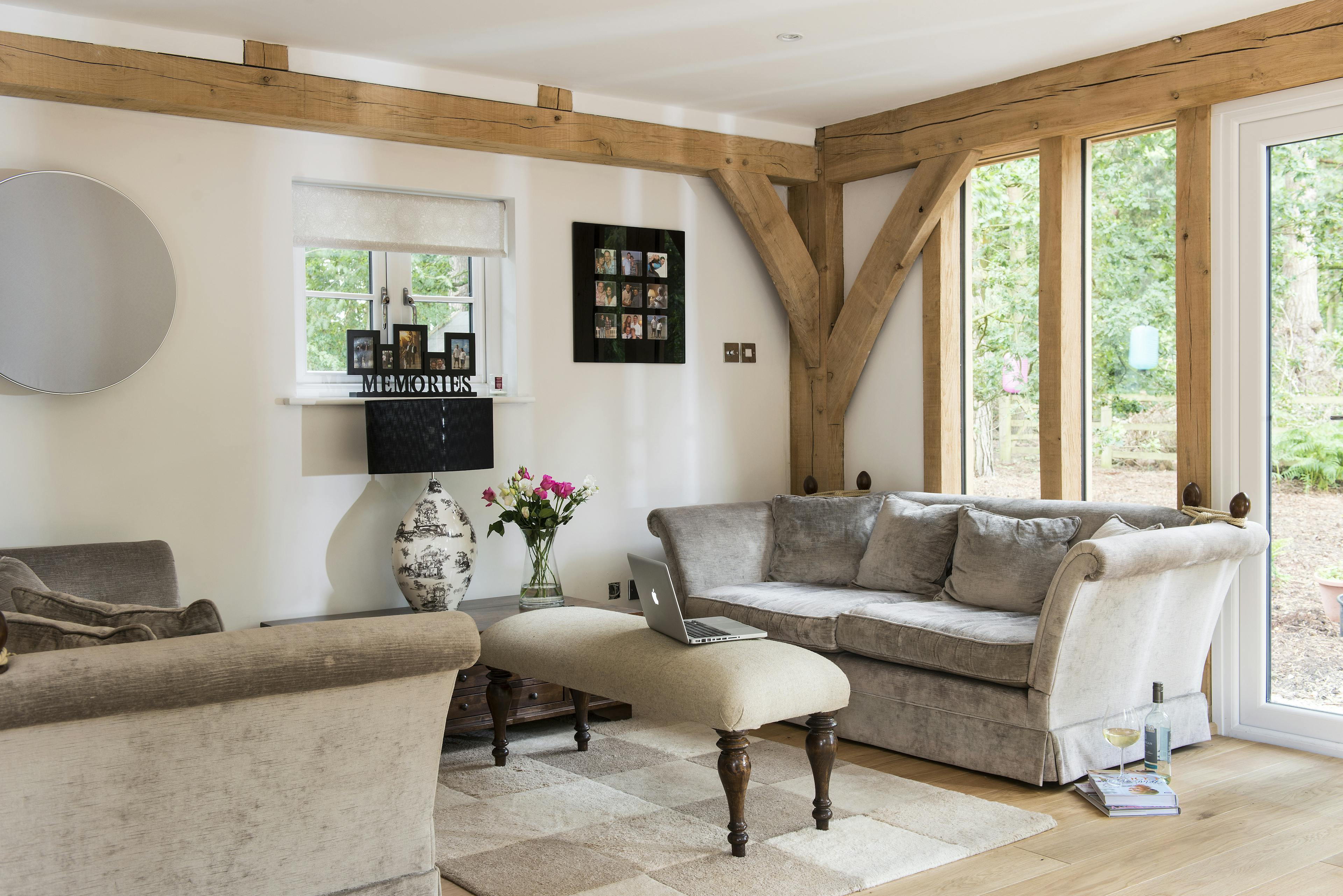 Sofas in an oak framed home