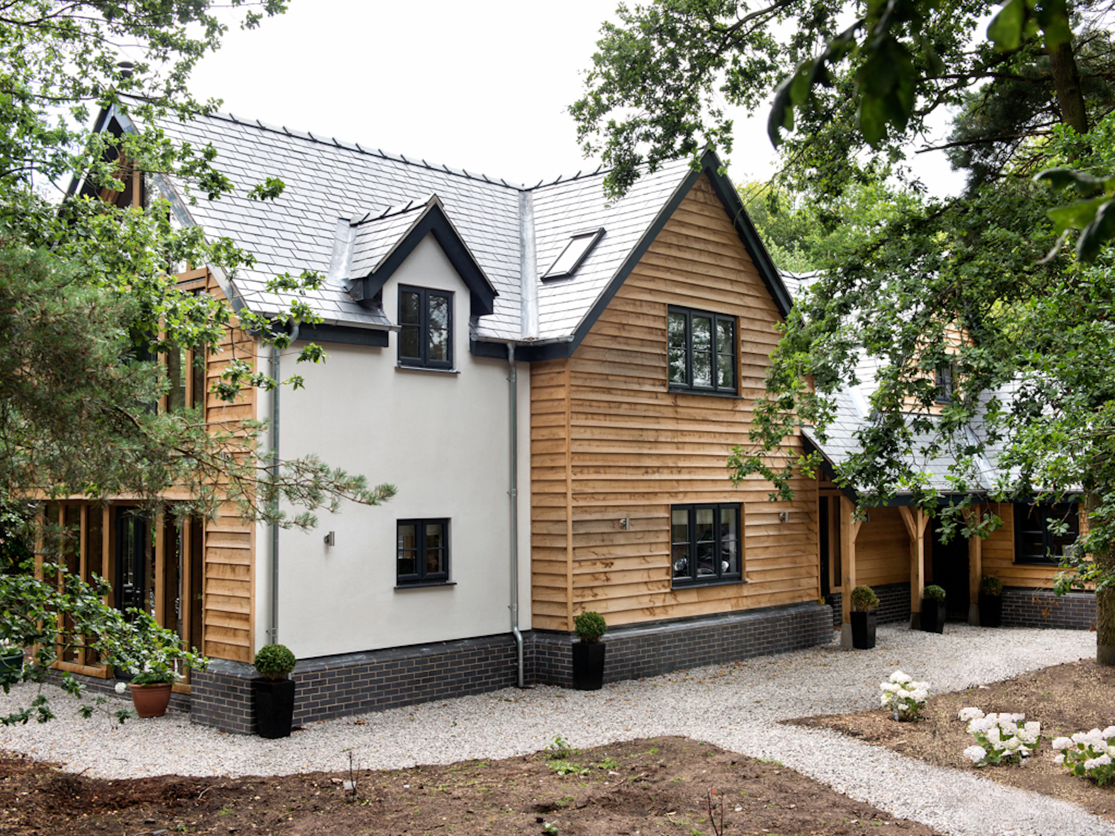 A timber clad oak framed home