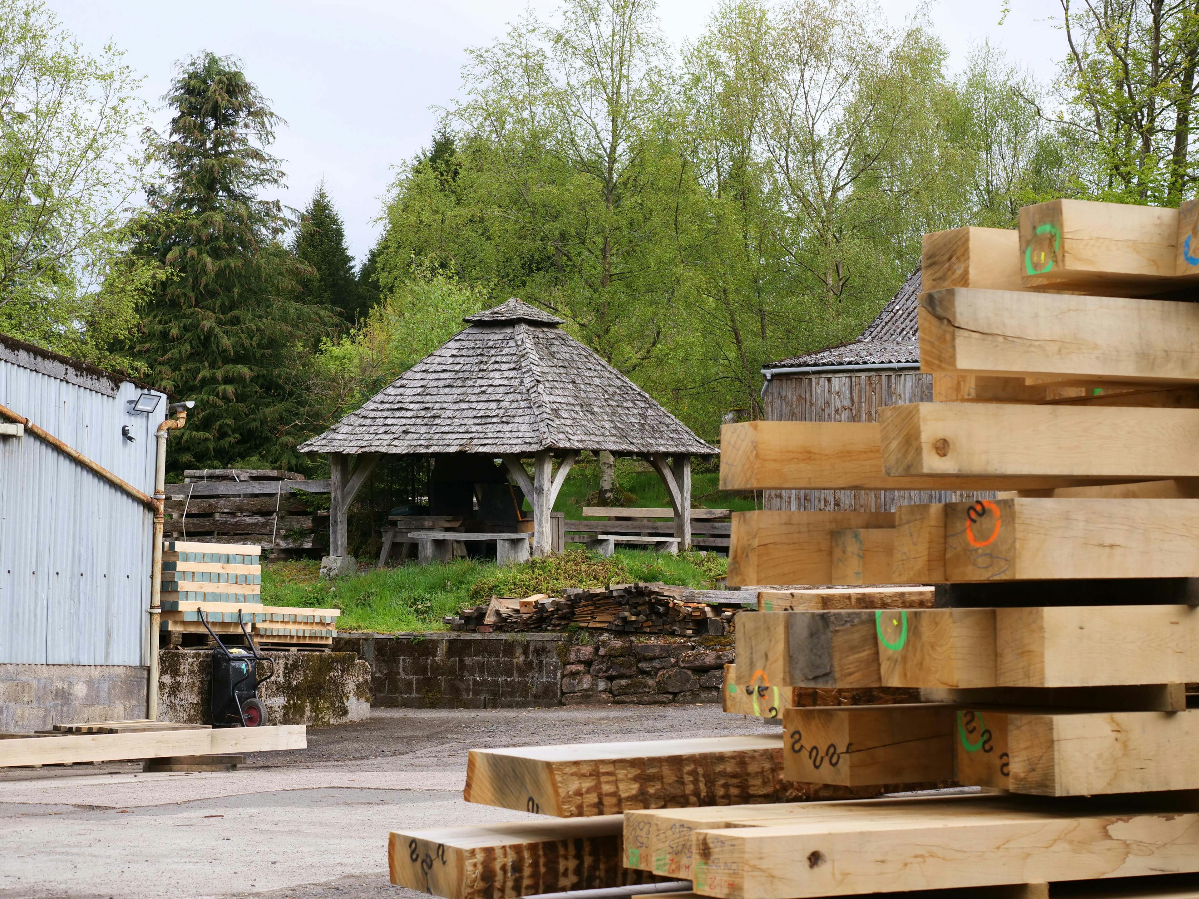 A timber framing yard