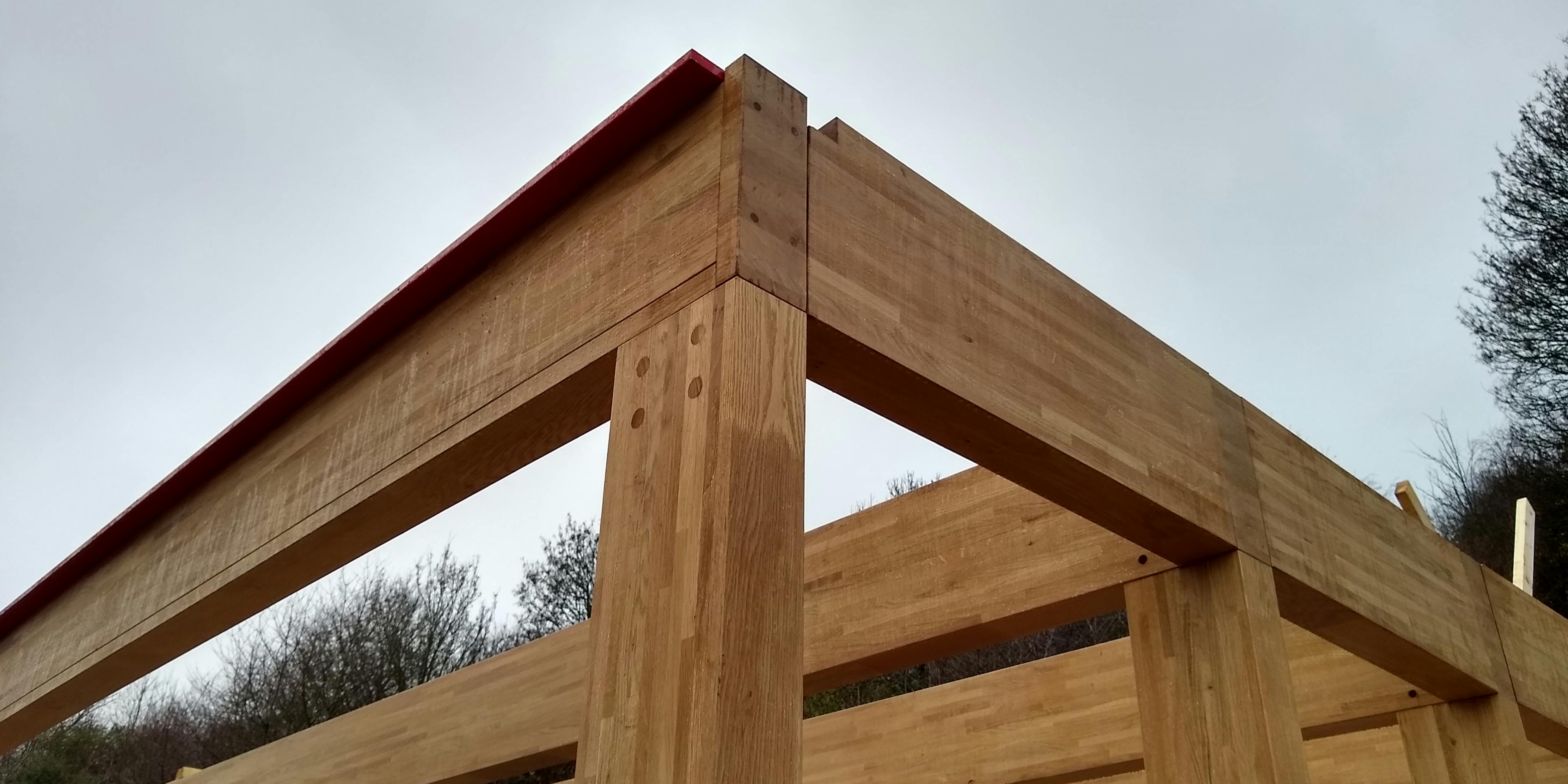 Frame installation of an oak glulam extension