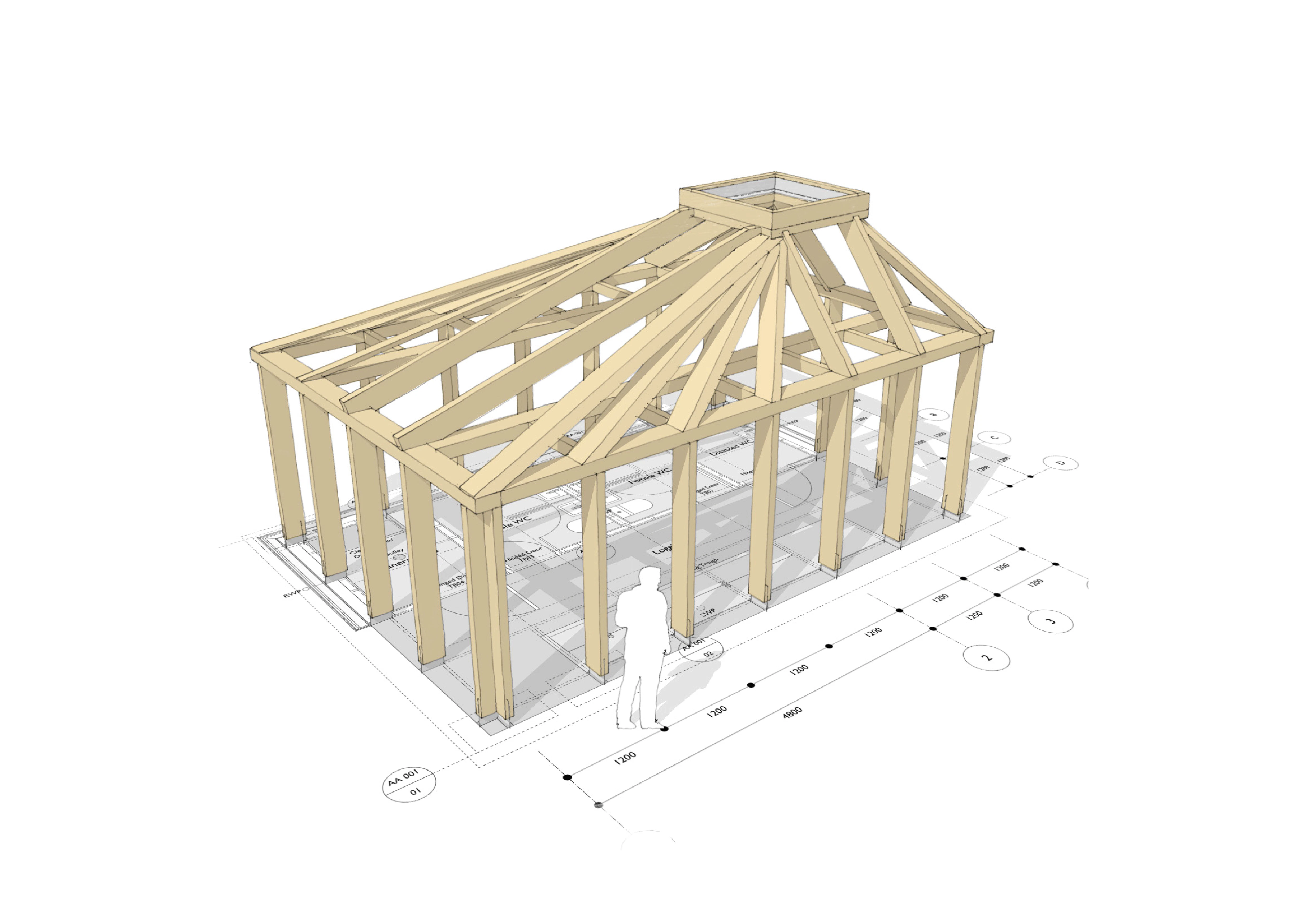 A computer aided sketch design of a timber structure