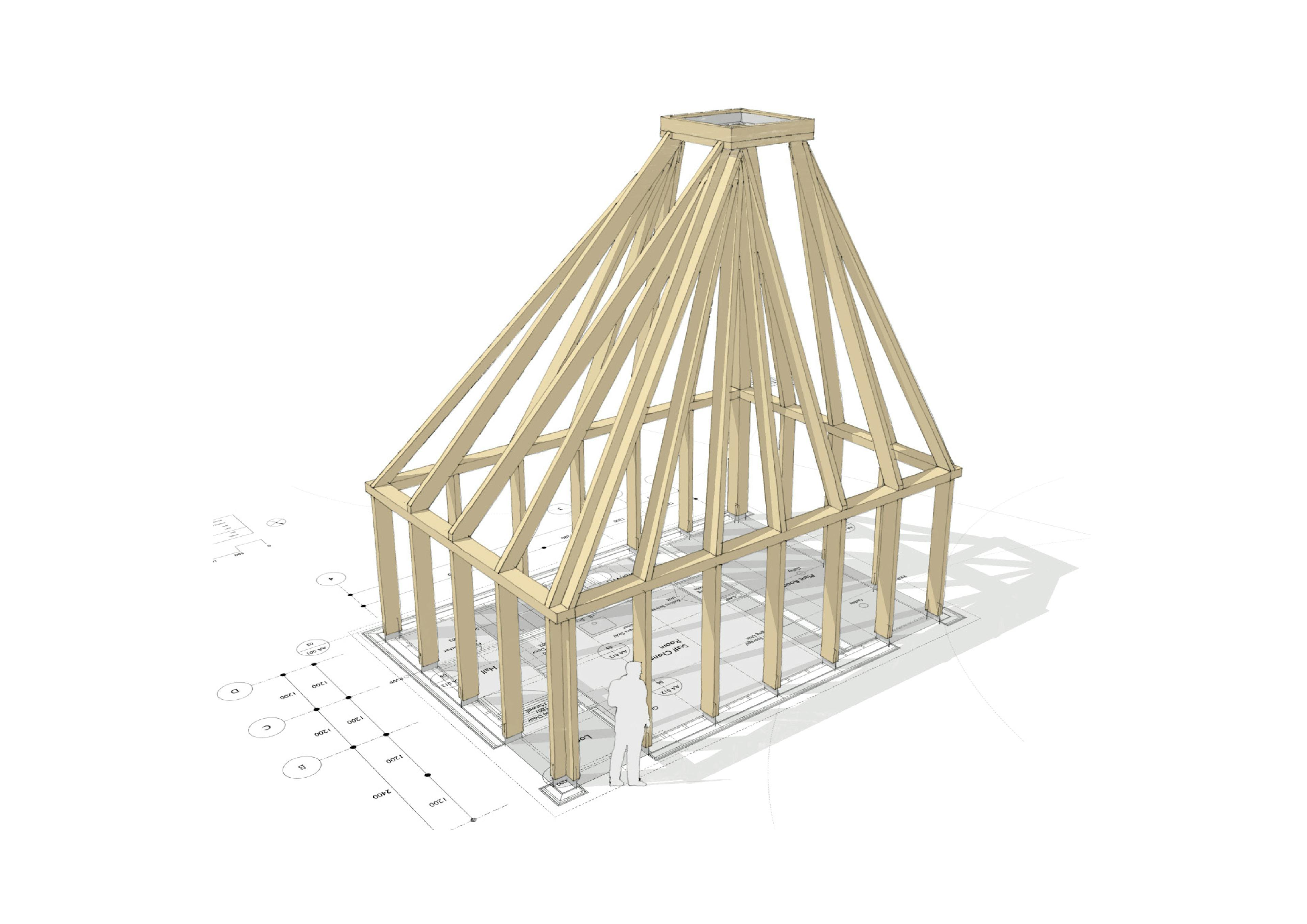 A computer aided sketch design of a timber structure