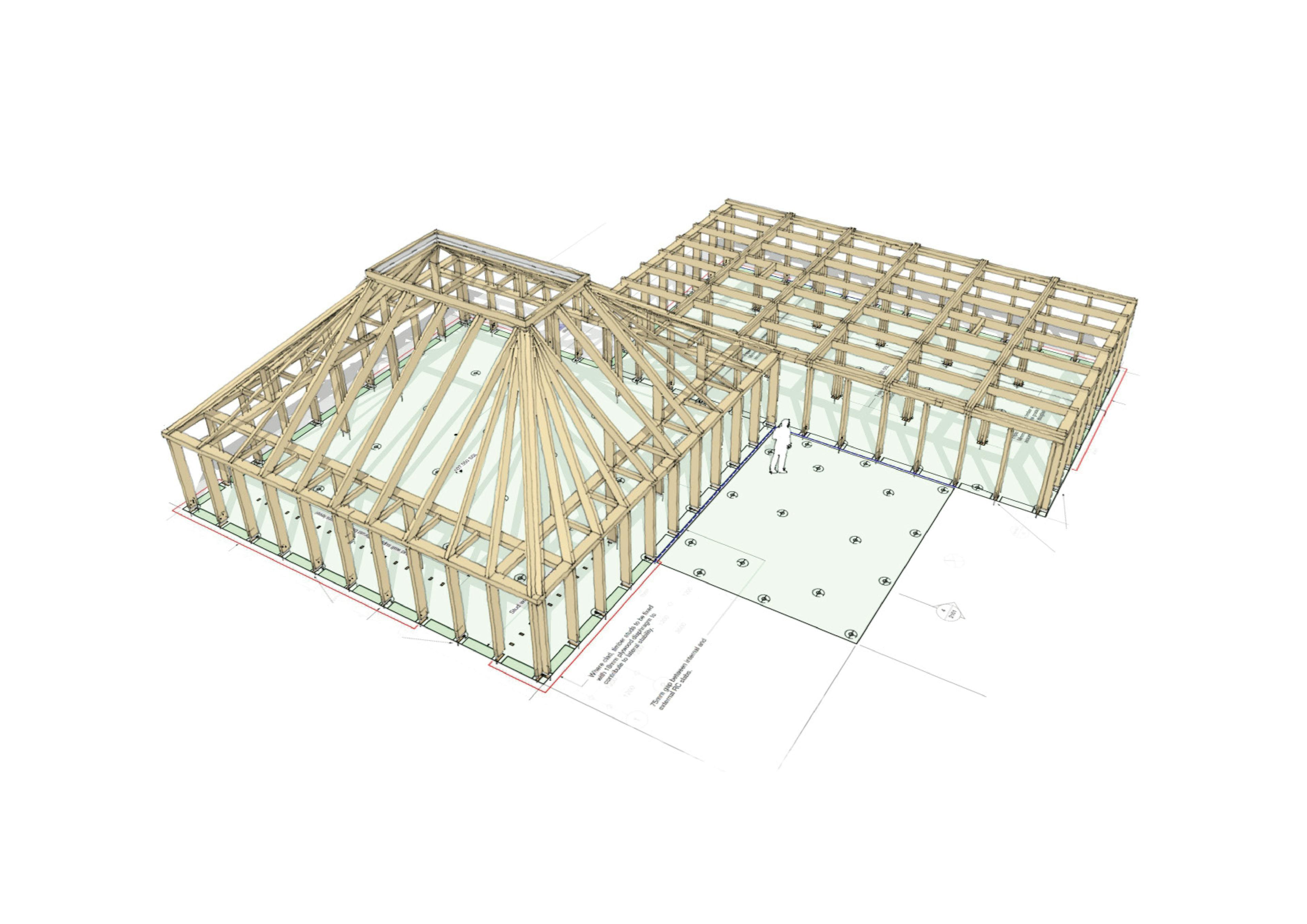 A computer aided sketch design of a timber structure