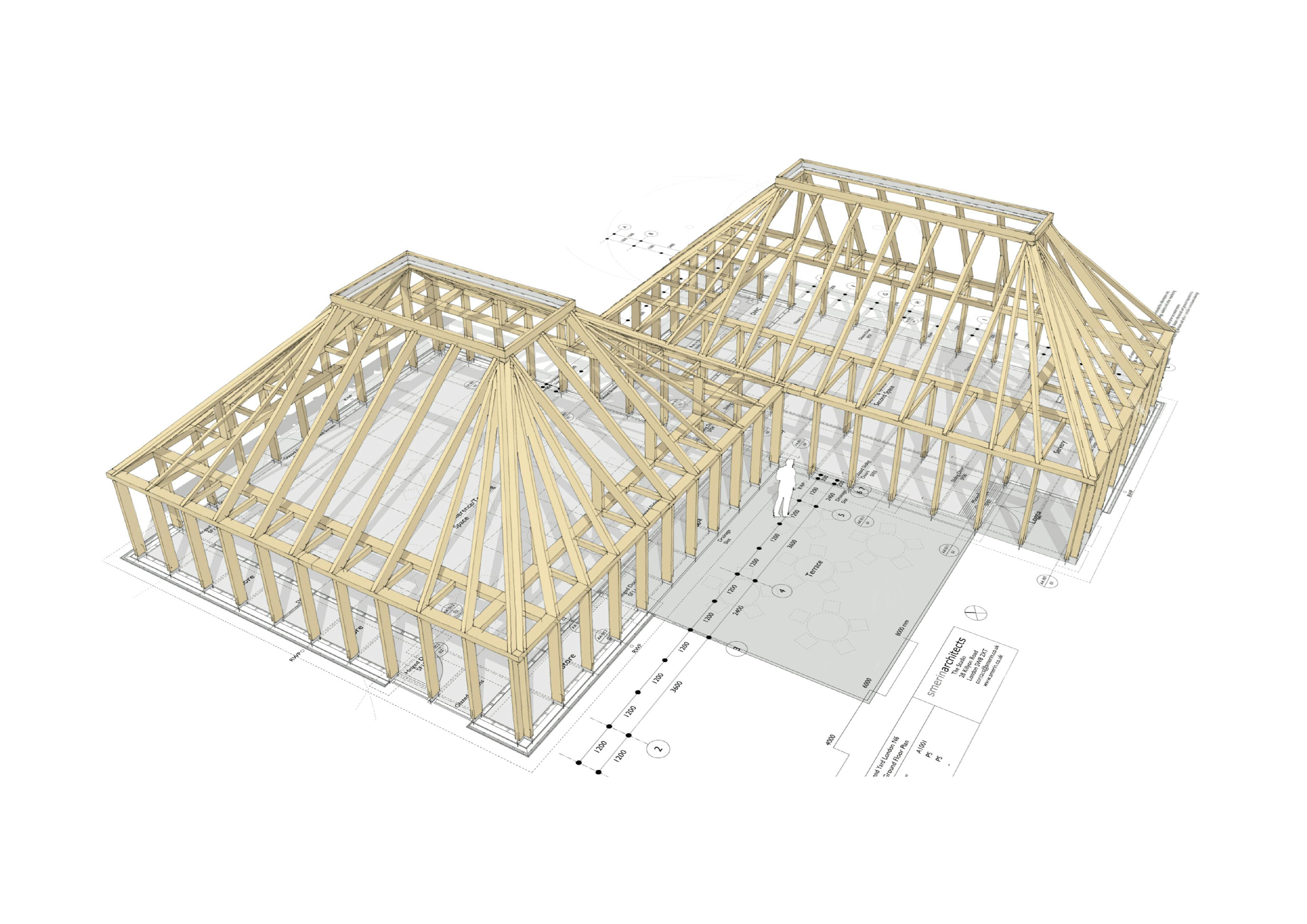 A computer aided sketch design of a timber structure