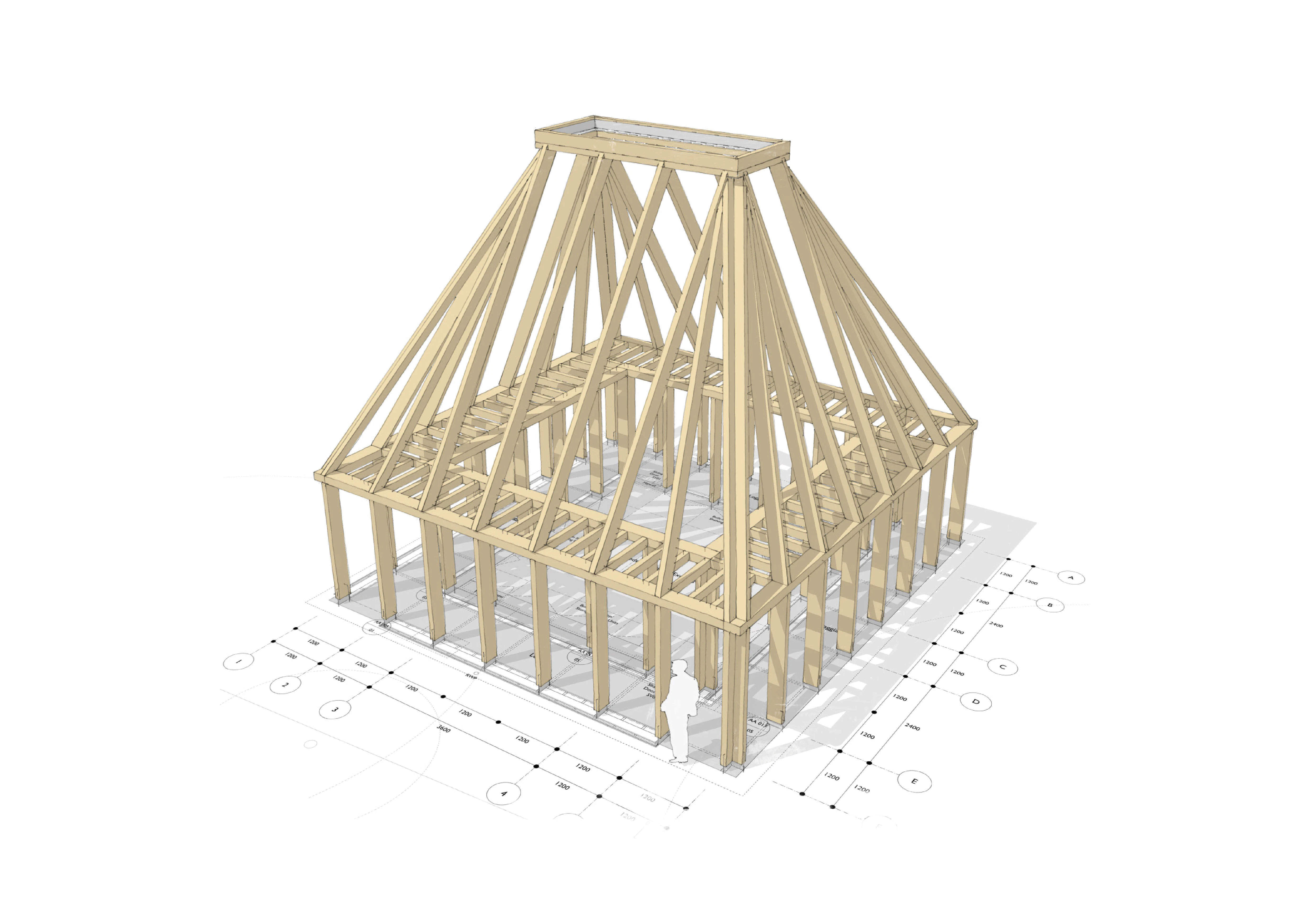 A computer aided sketch design of a timber structure