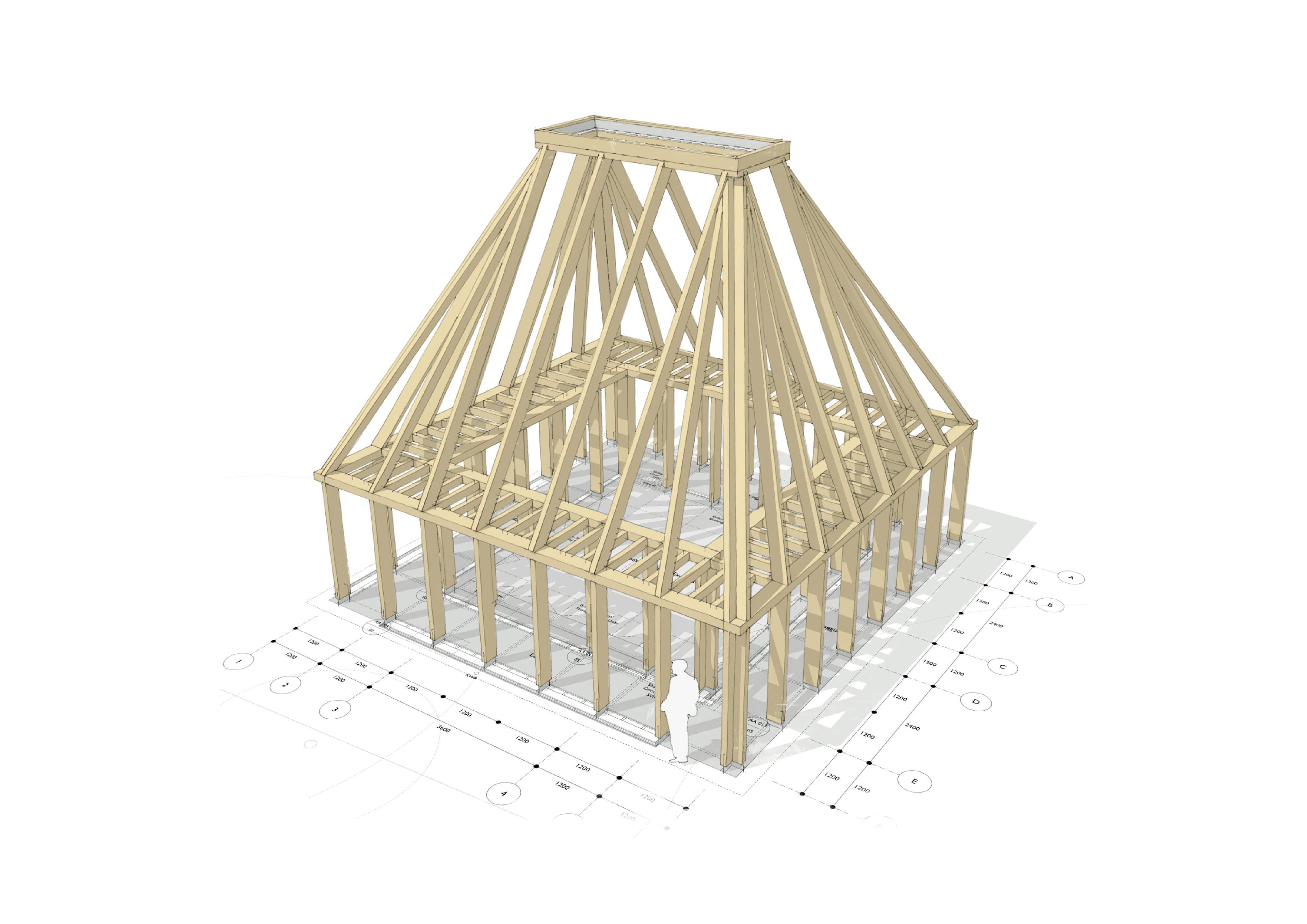 A computer aided sketch design of a timber structure