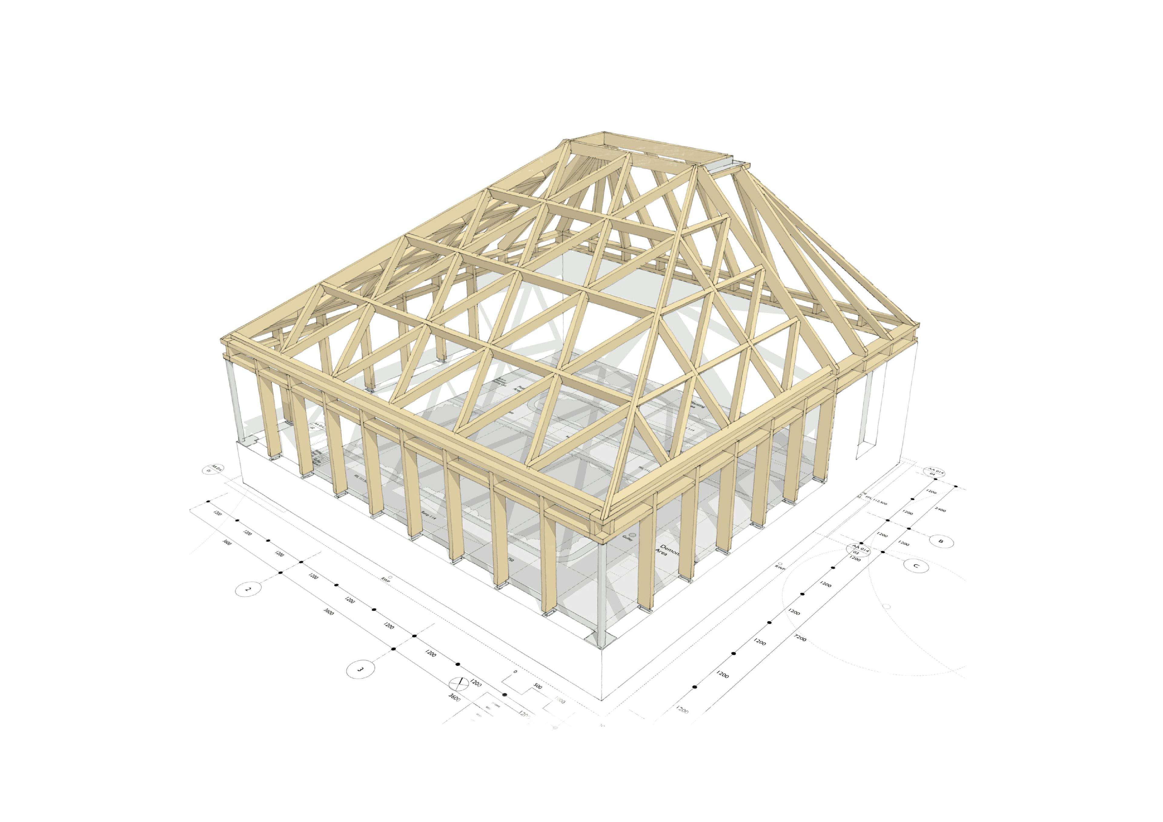 A computer aided sketch design of a timber structure