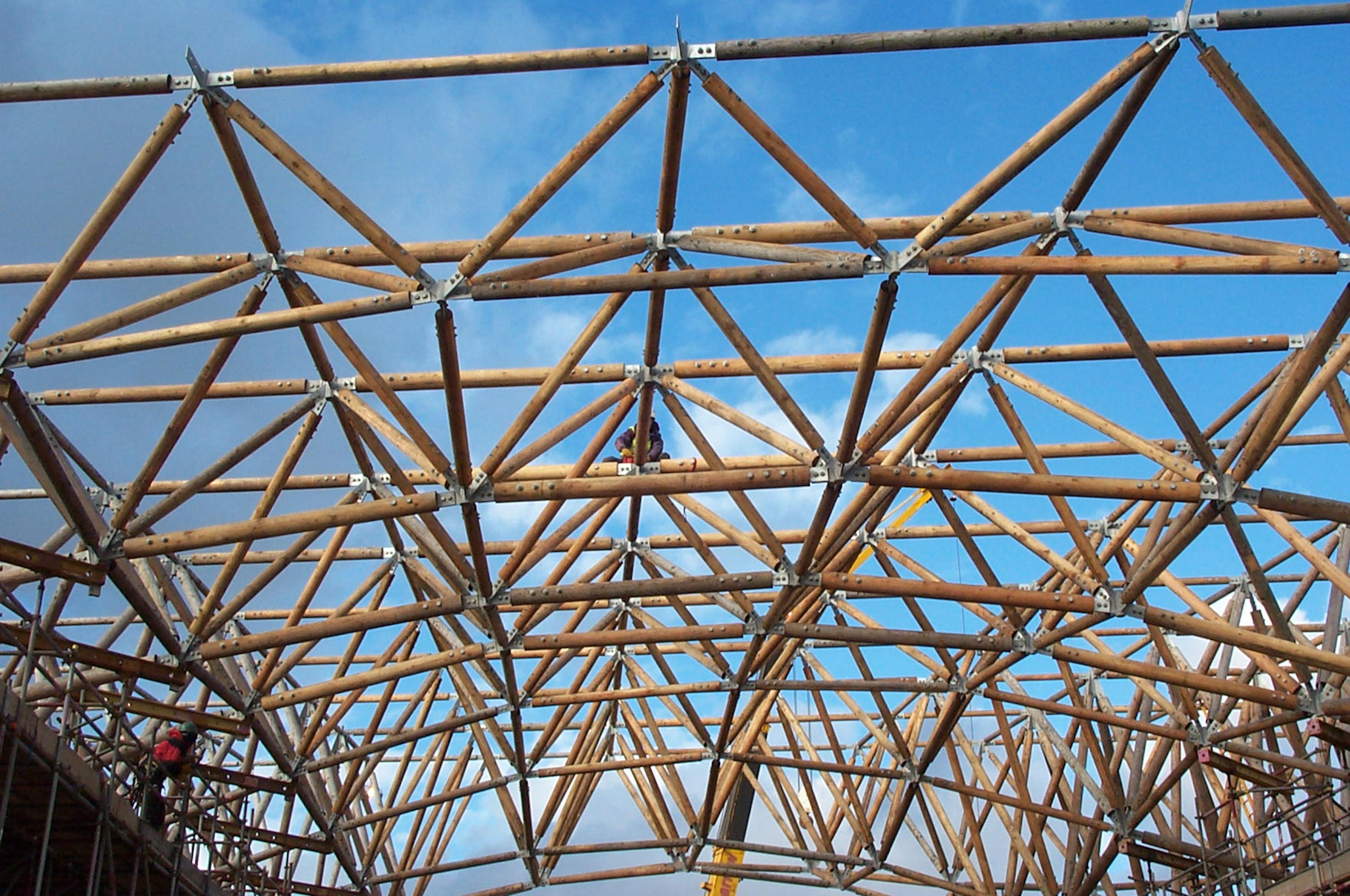 Solar canopy assembly in progress at the Earth Centre site in Doncaster.