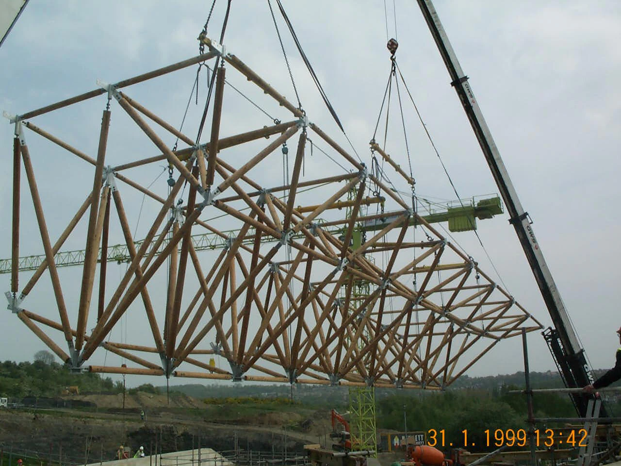 On-site construction of the solar canopy at the Earth Centre in Doncaster