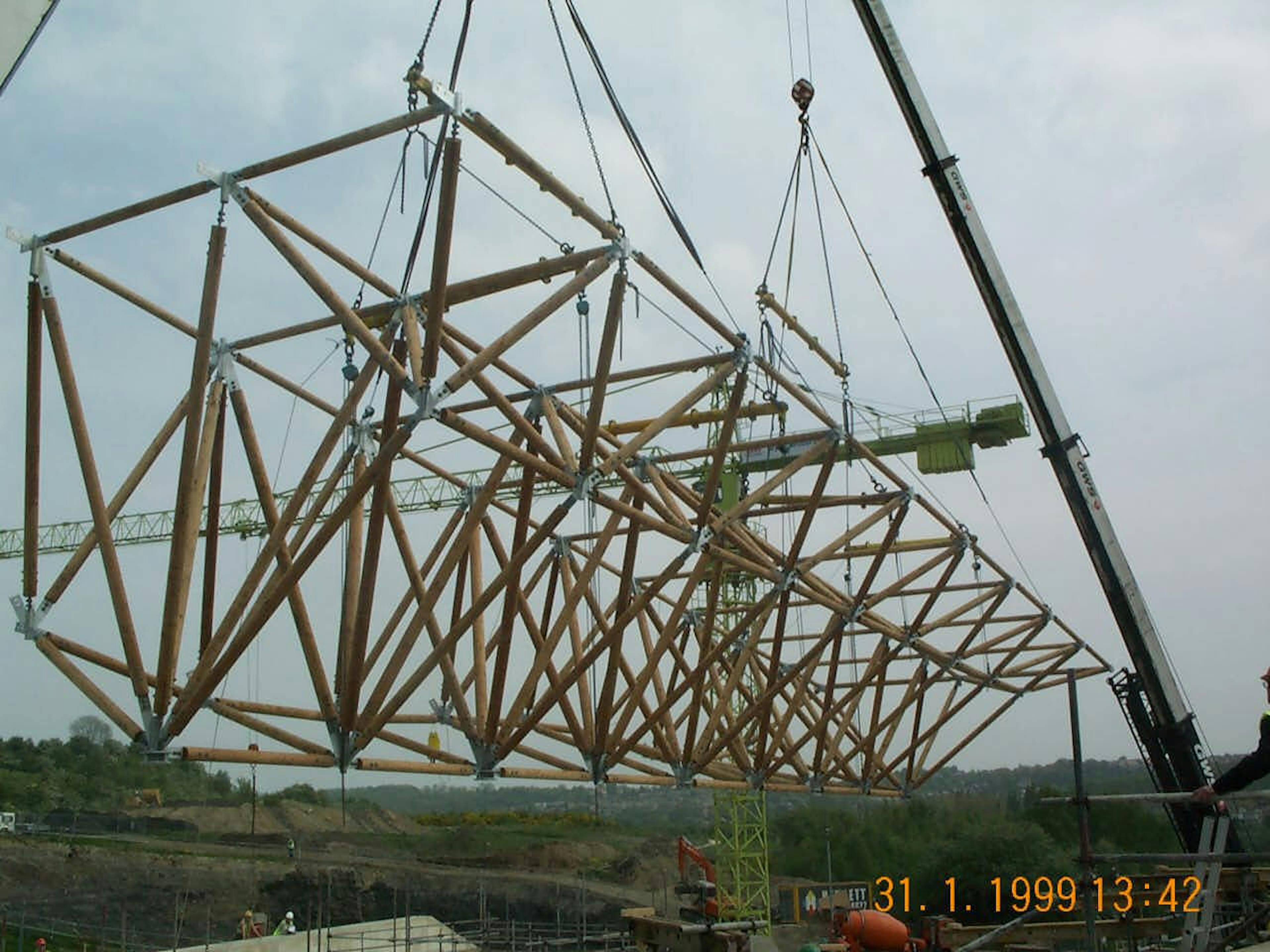 On-site construction of the solar canopy at the Earth Centre in Doncaster