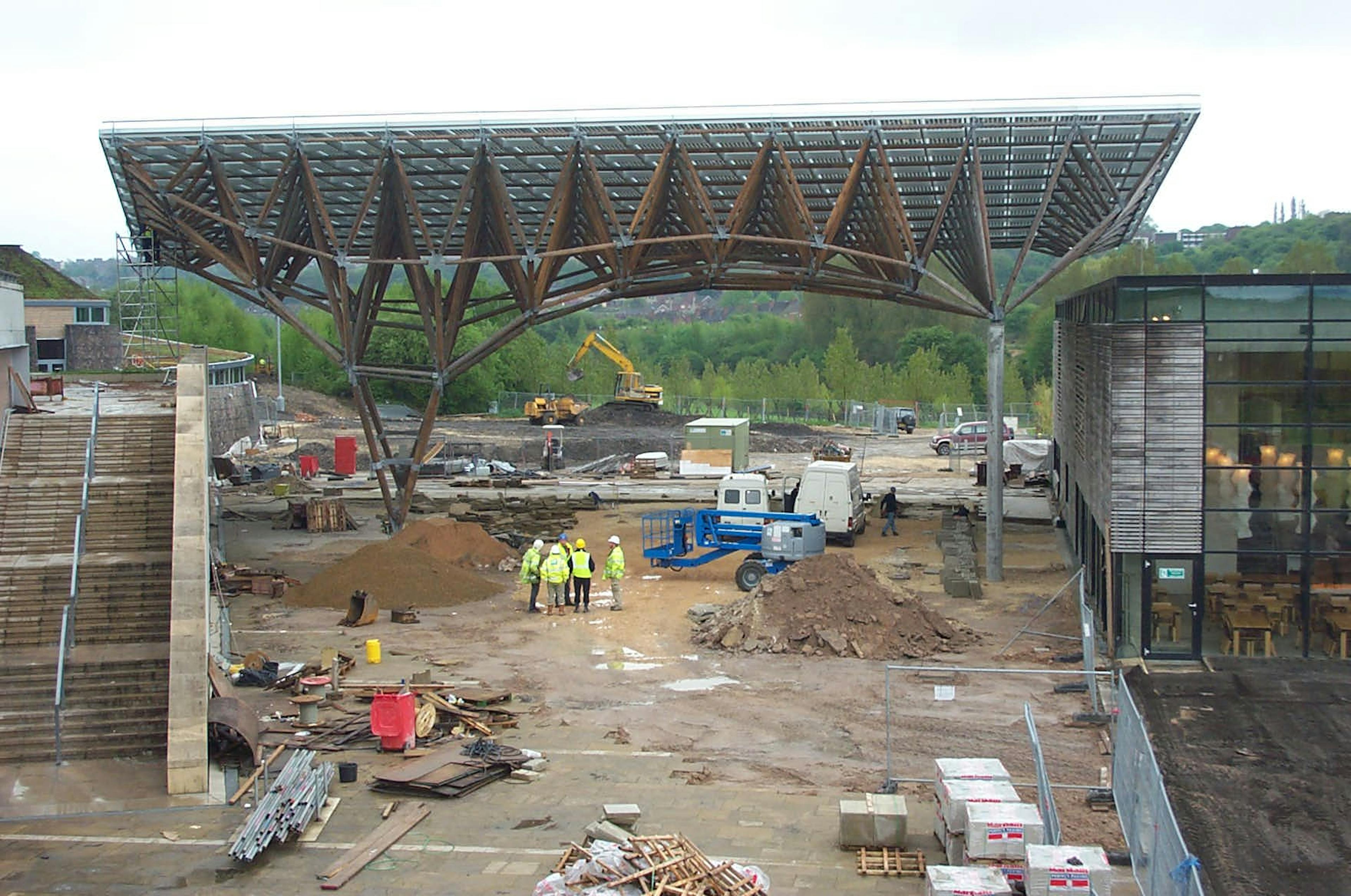 Wide shot of the solar canopy installation at Doncaster’s Earth Centre