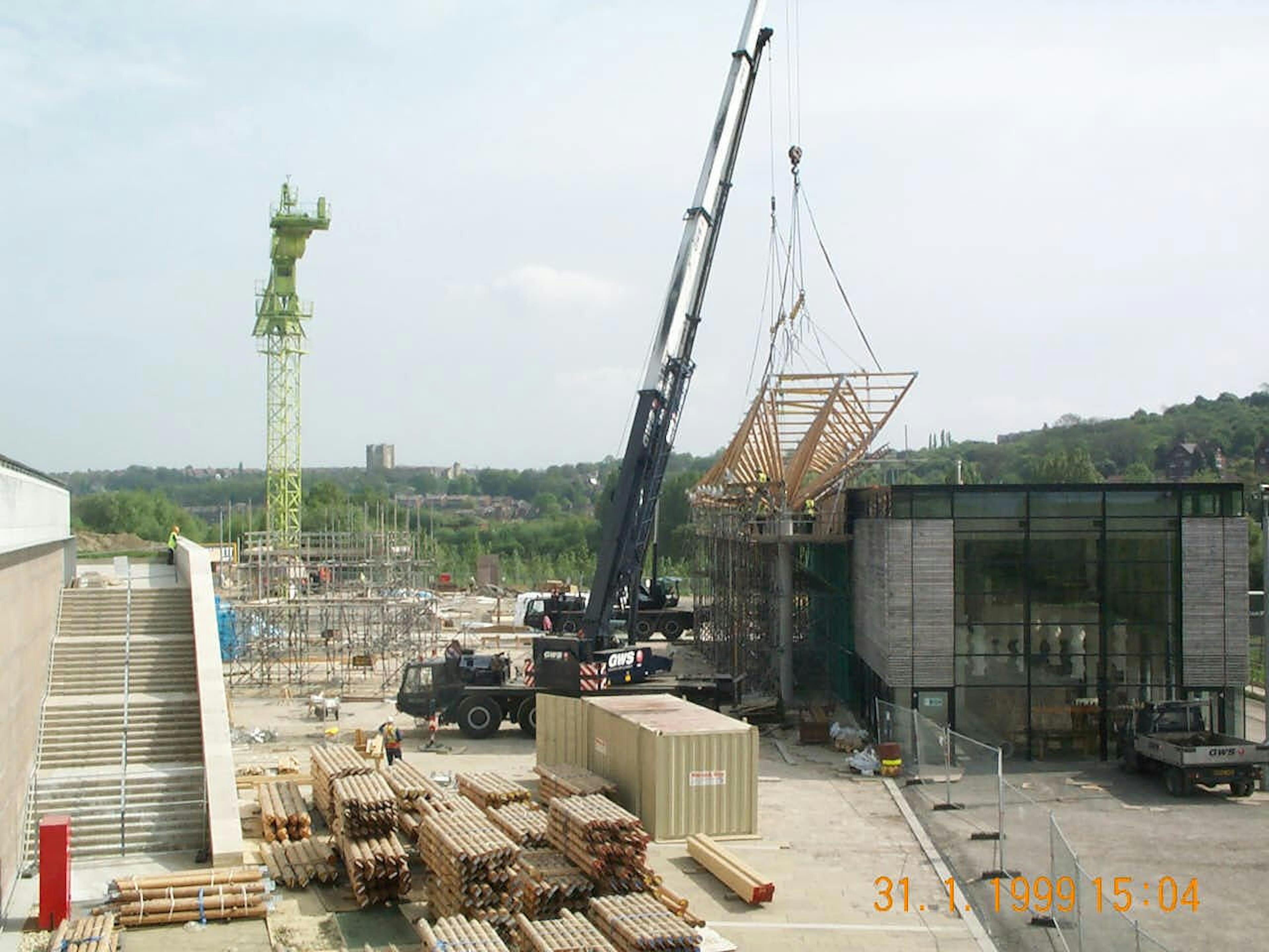 Beginning stages of solar canopy assembly at the Earth Centre site in Doncaster