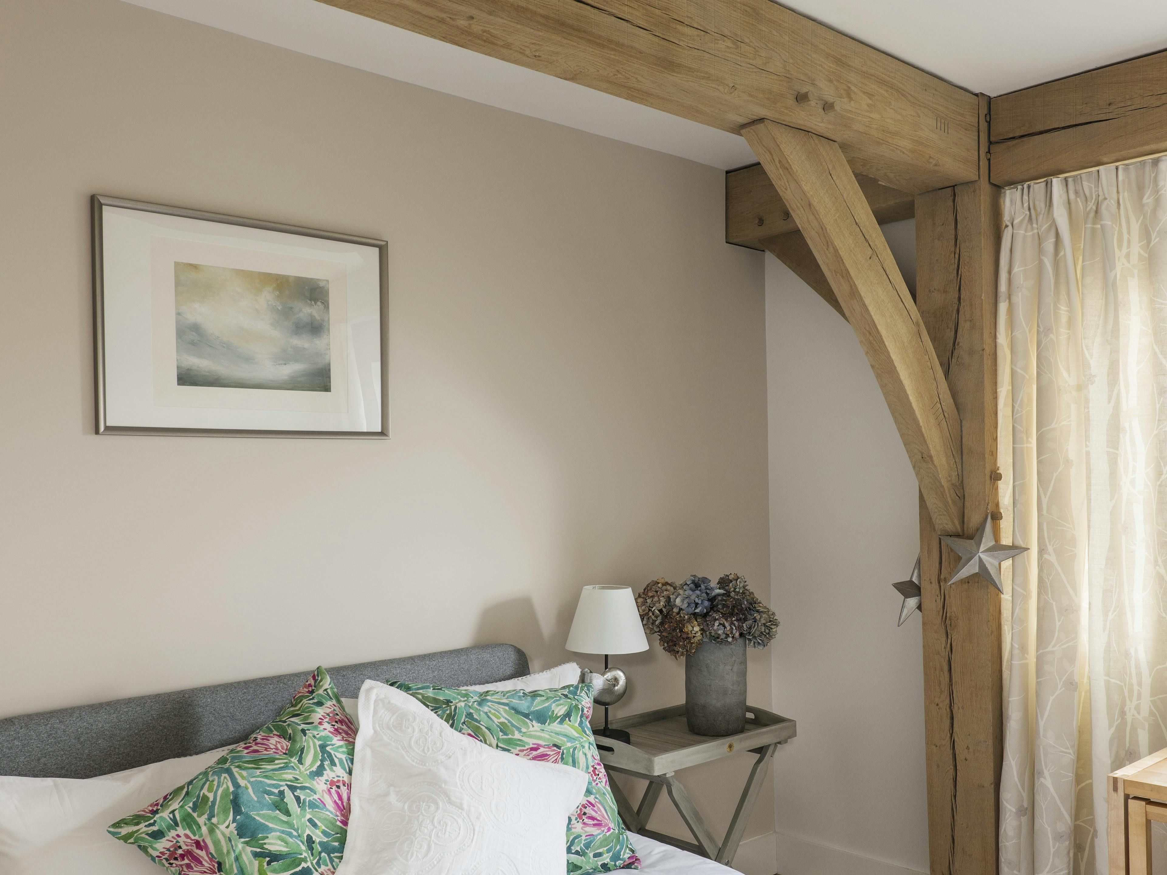 An oak framed bedroom