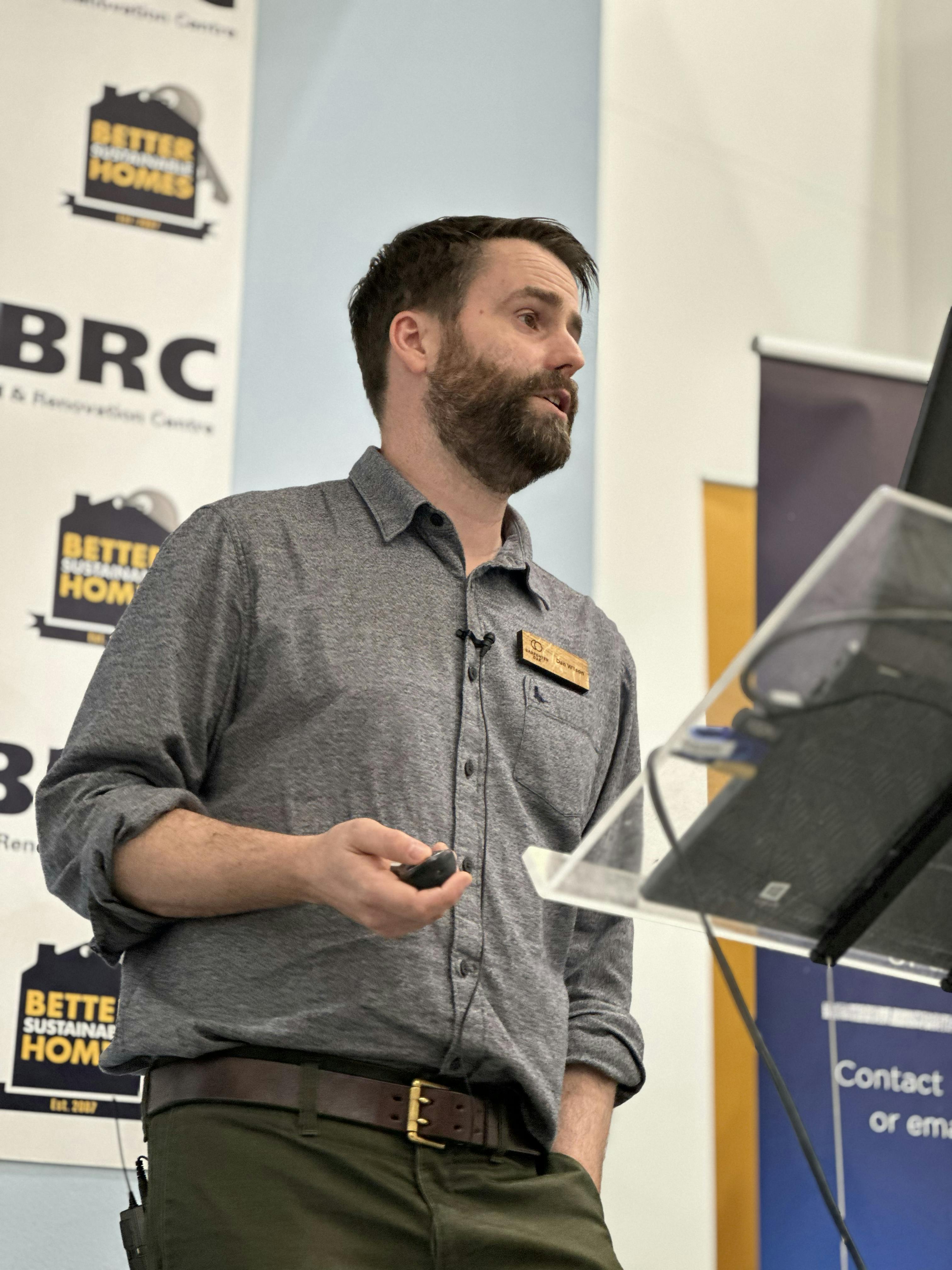 Someone presenting on a stage