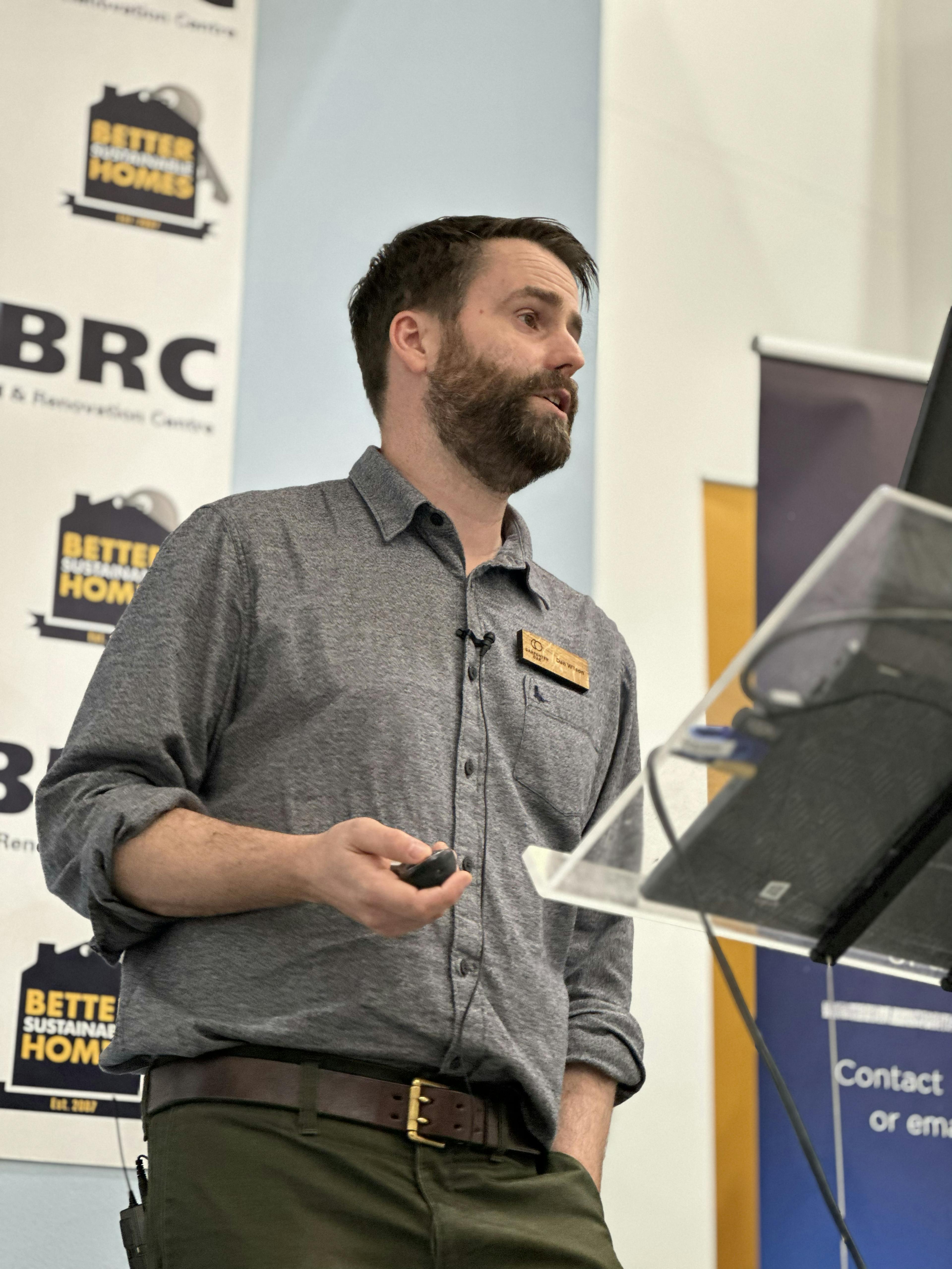 Someone presenting on a stage