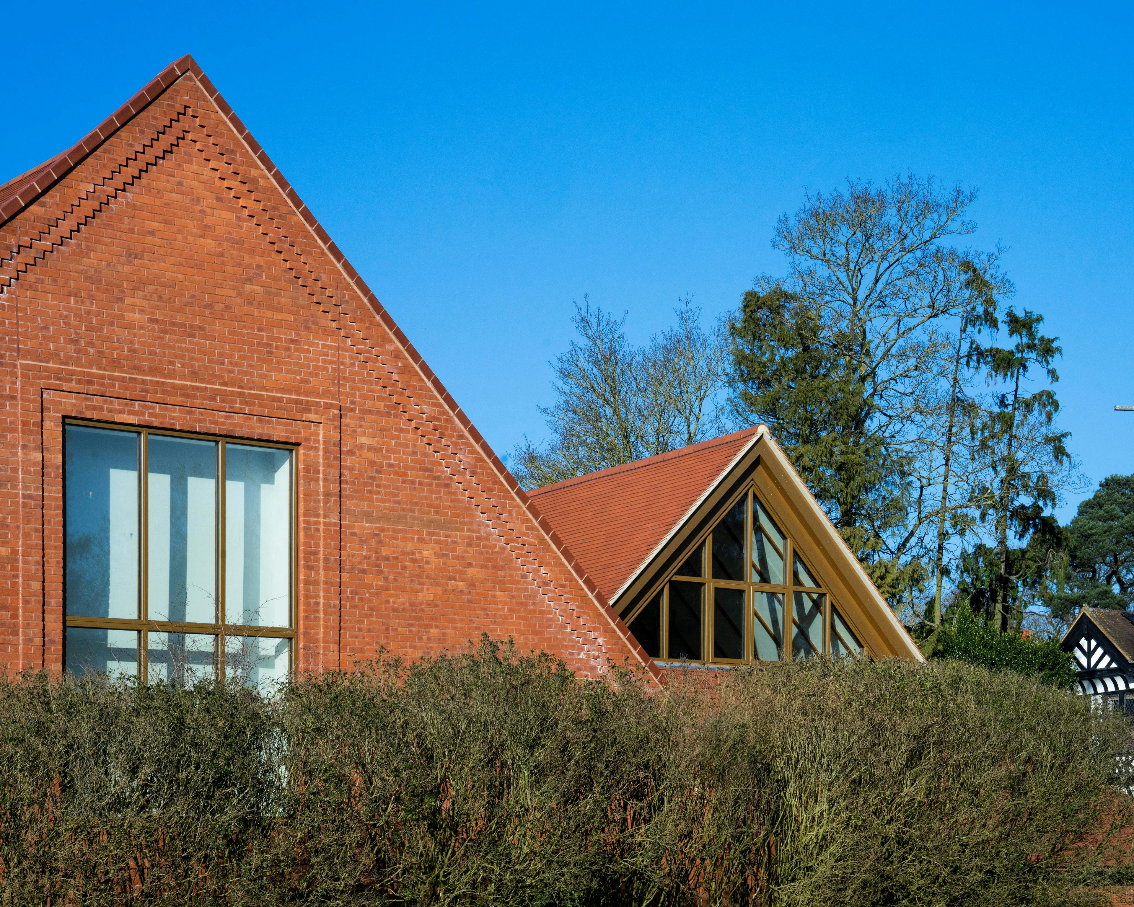 Red brick buildings of a Hindu Temple