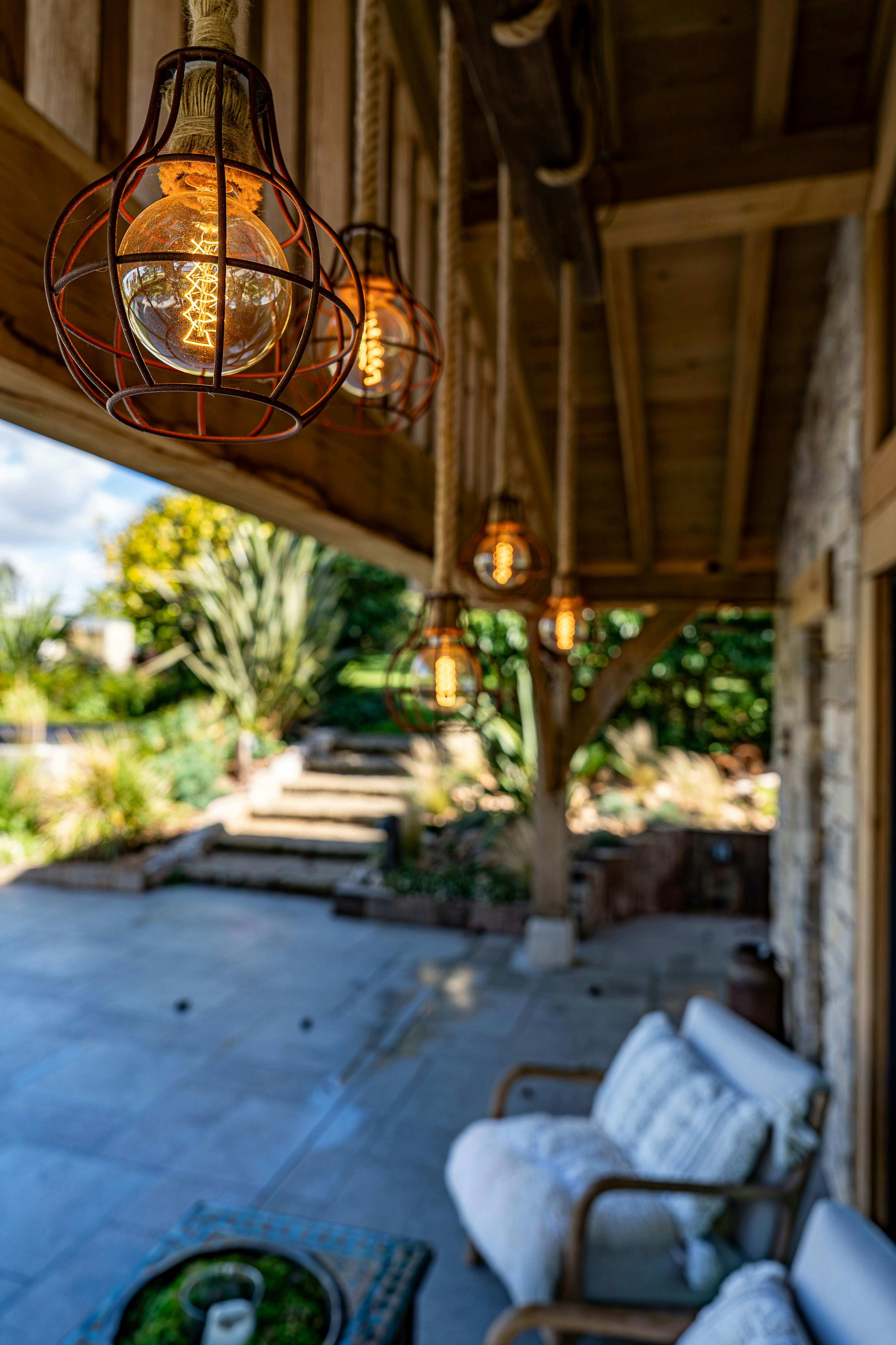 The veranda of an oak framed pool building annexe