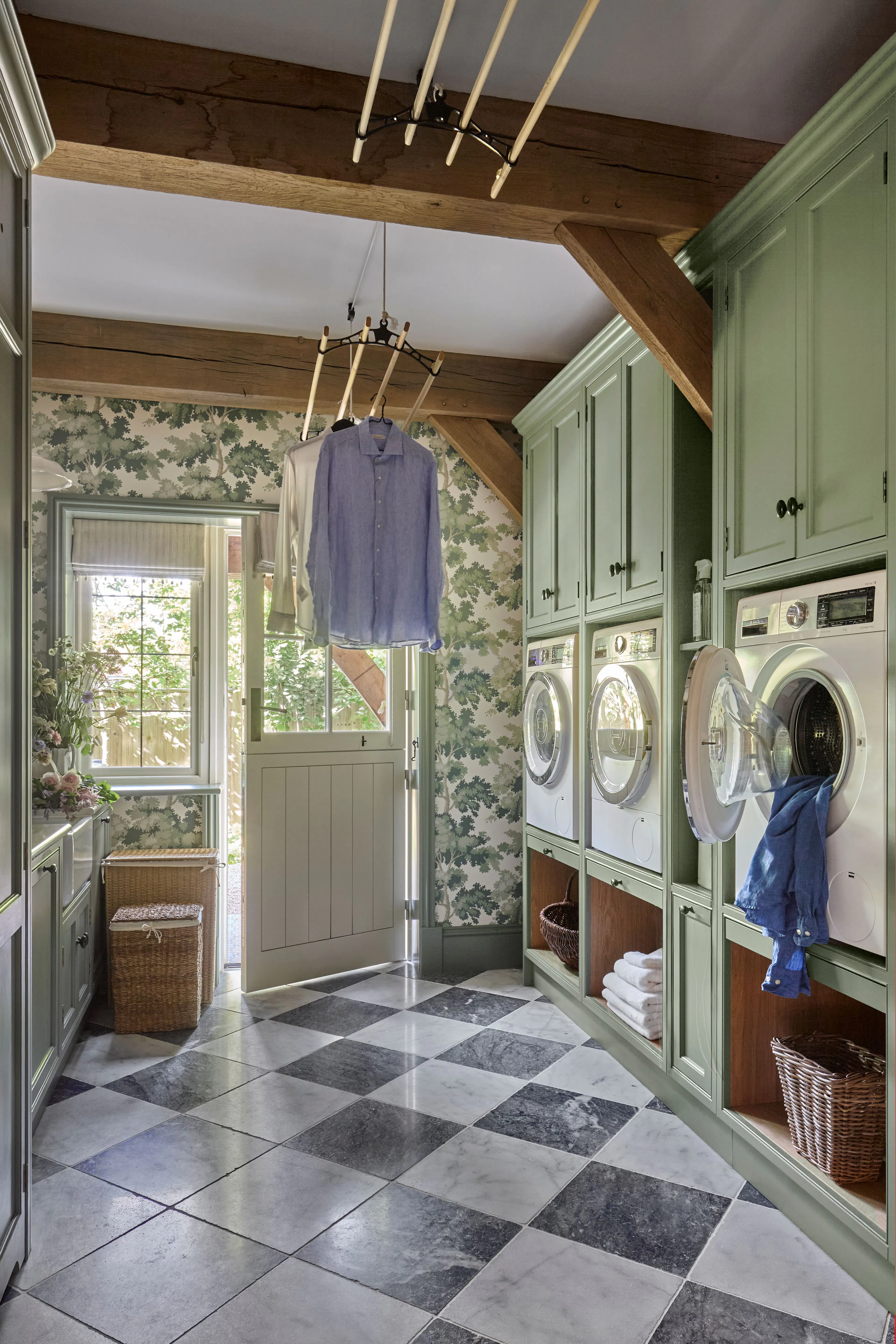 A utility room in a large 6 bedroom oak framed home