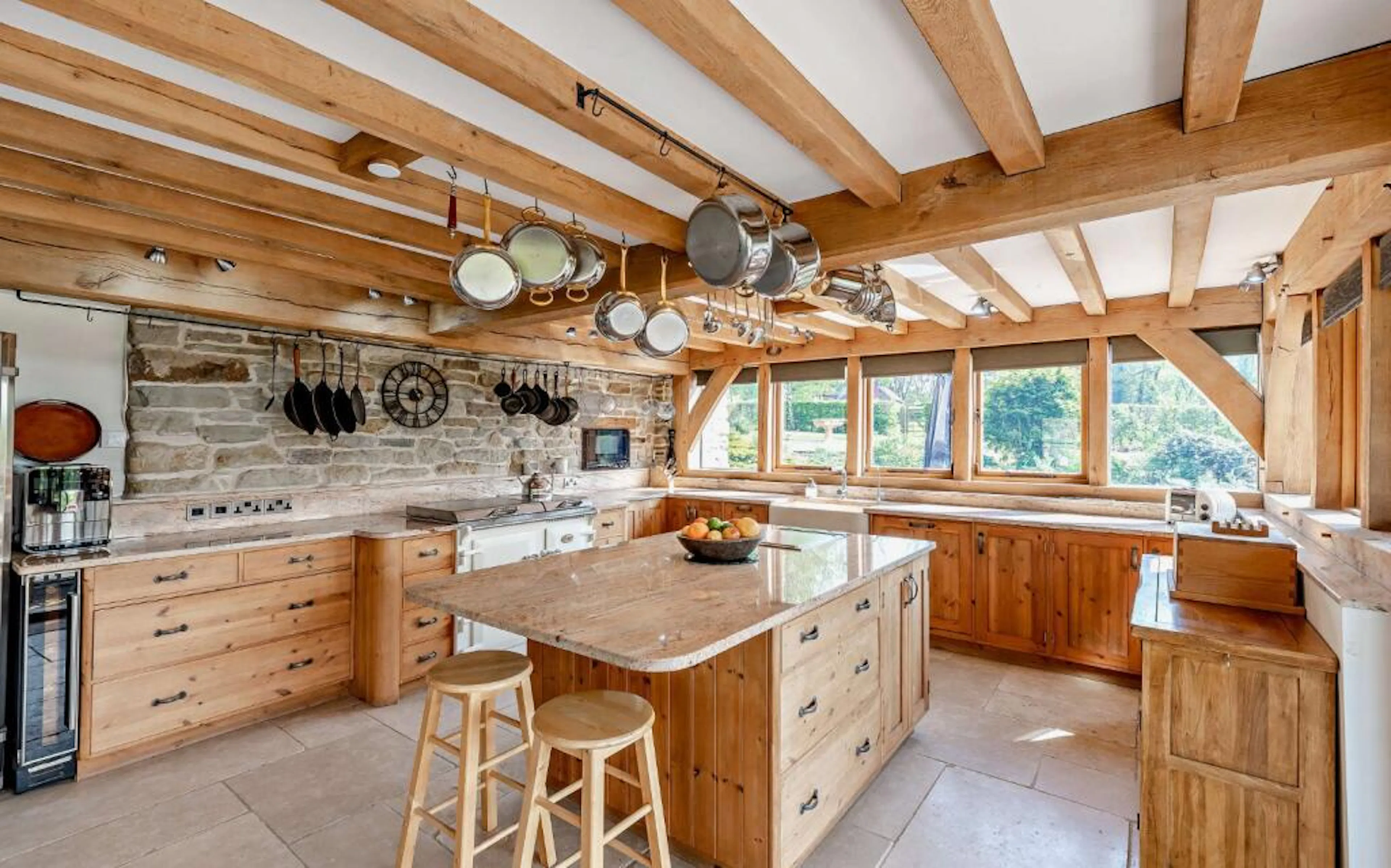 A kitchen in an oak framed extension