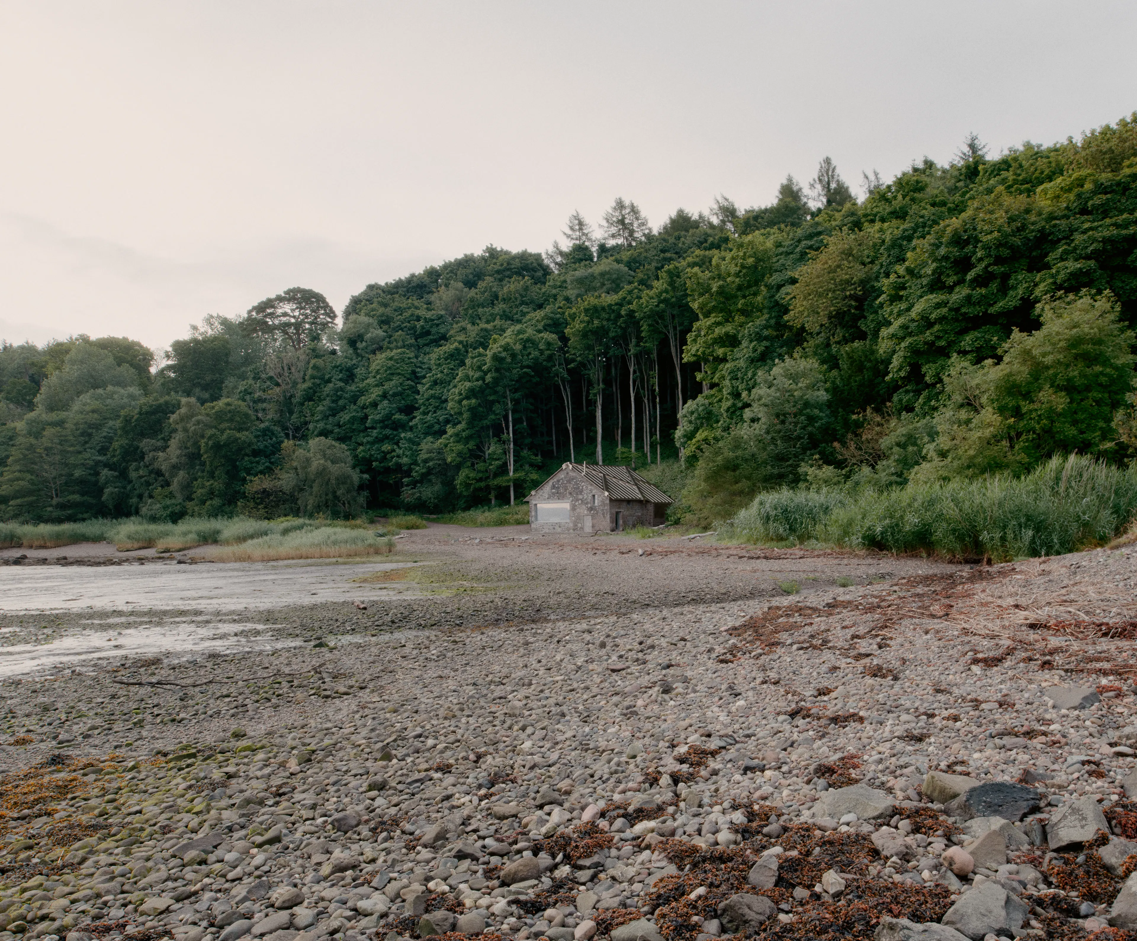 Finished Douglas fir and larch Boathouse site beside the River Tay