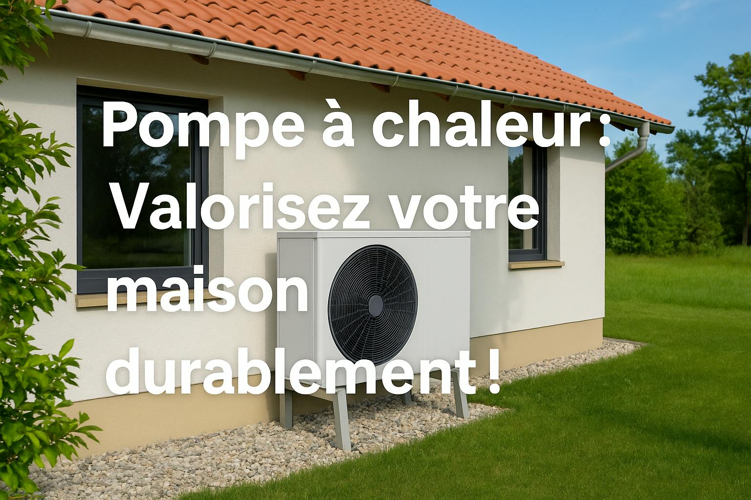 Maison avec une unité extérieure d'une pompe à chaleur installée en façade