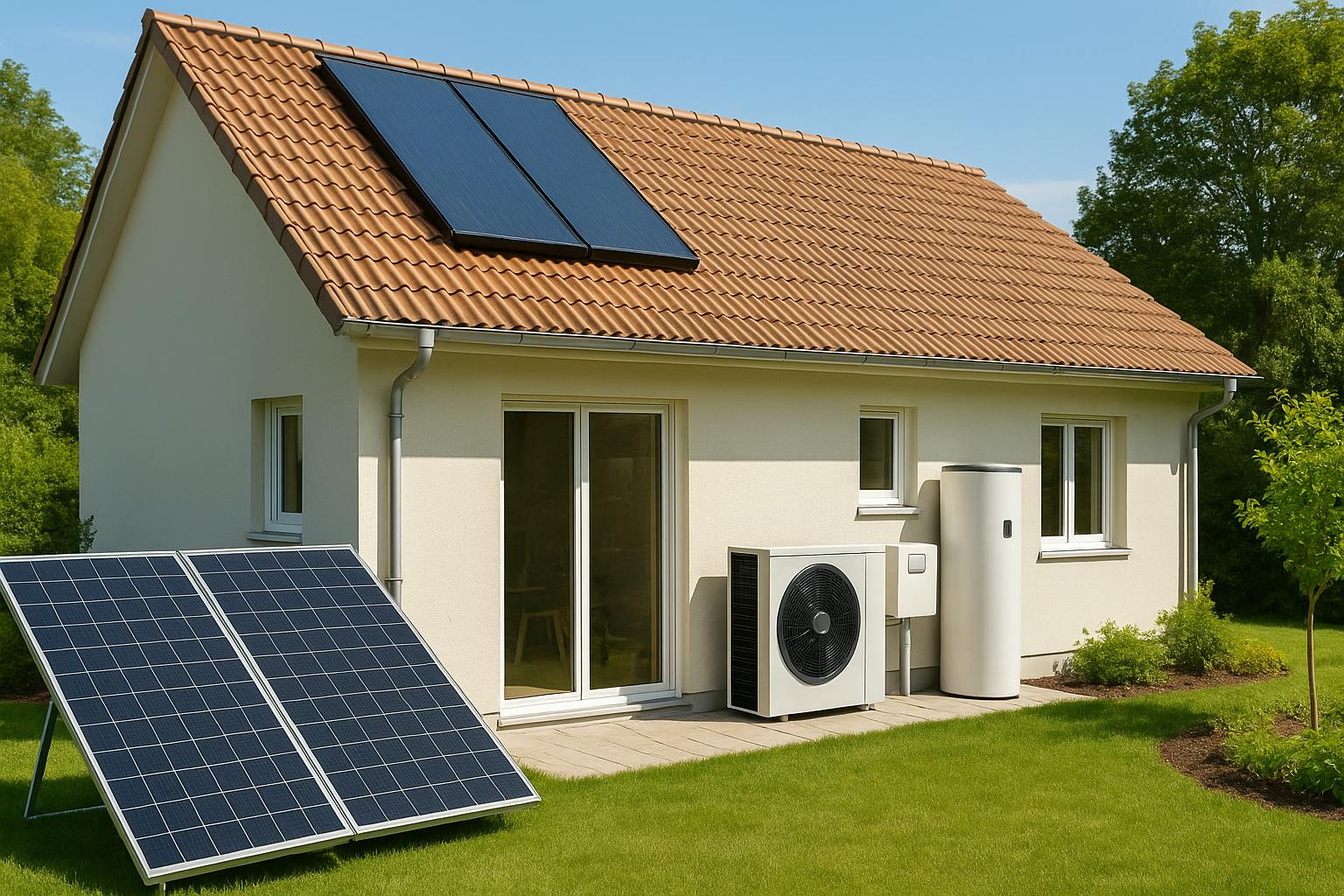 Maison équipée d’un système solaire combiné et d’une VMC double flux